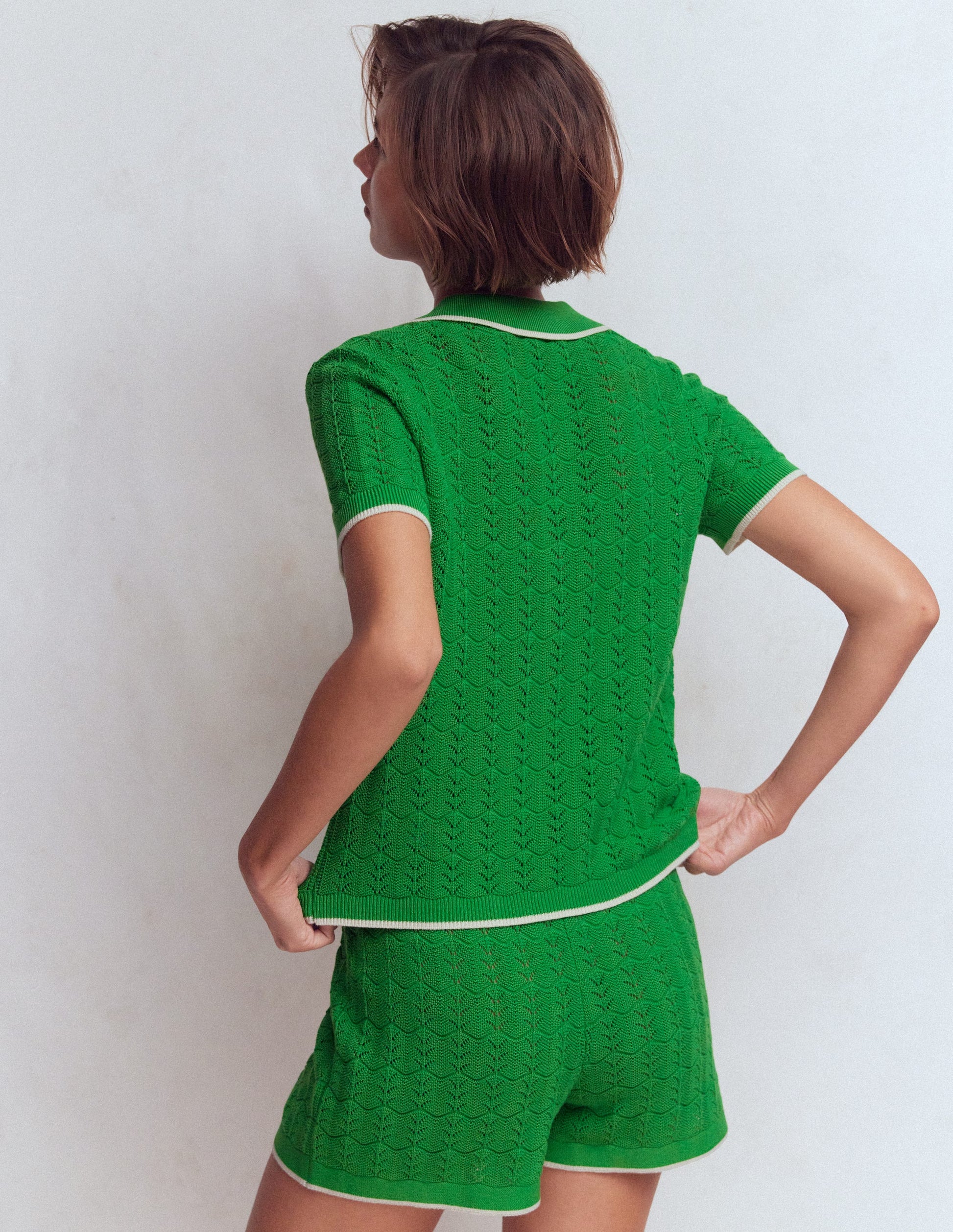 Pointelle Henley T-shirt DNU-Online Lime-3