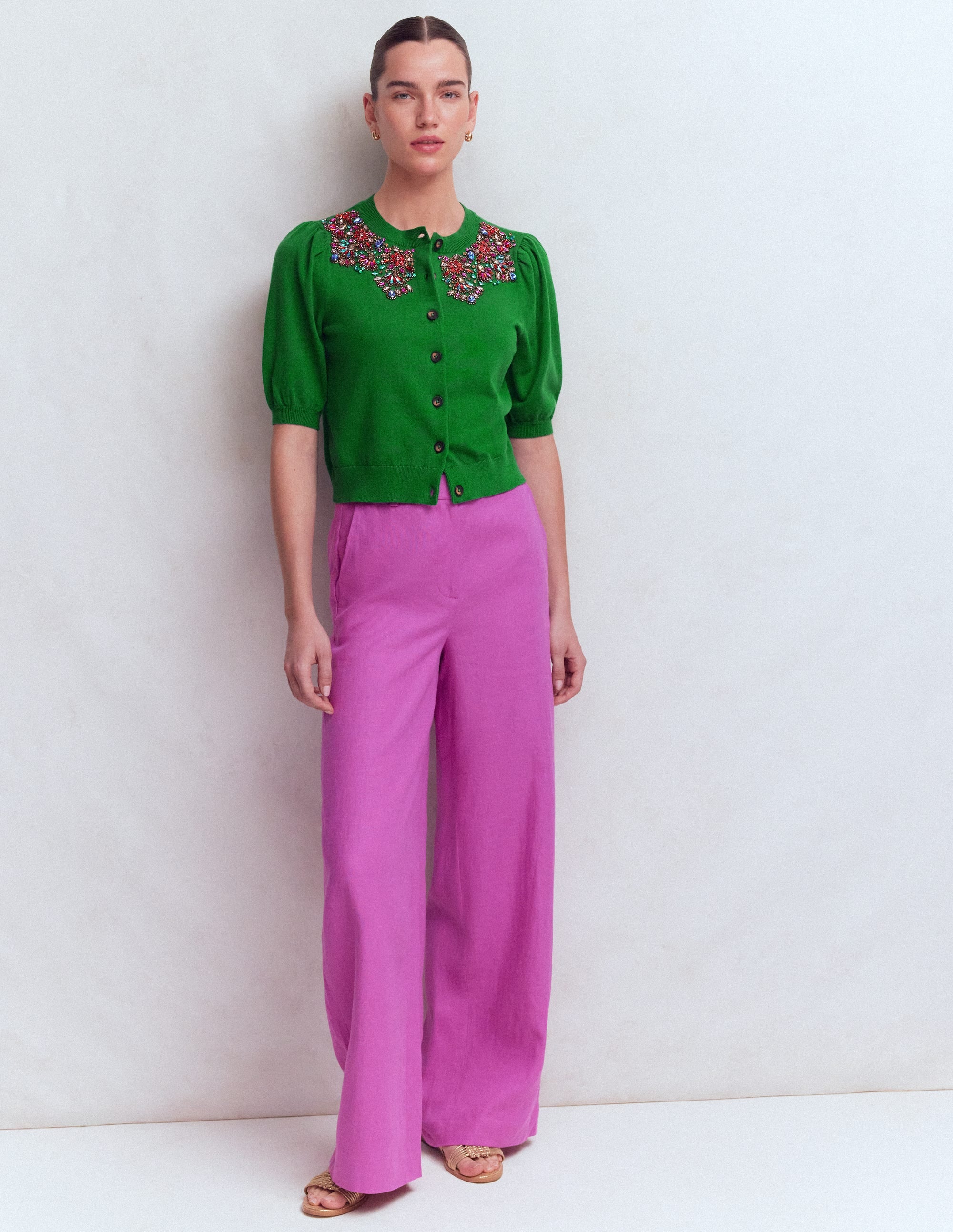 Nadia Embellished Cardigan-Green - Image 4