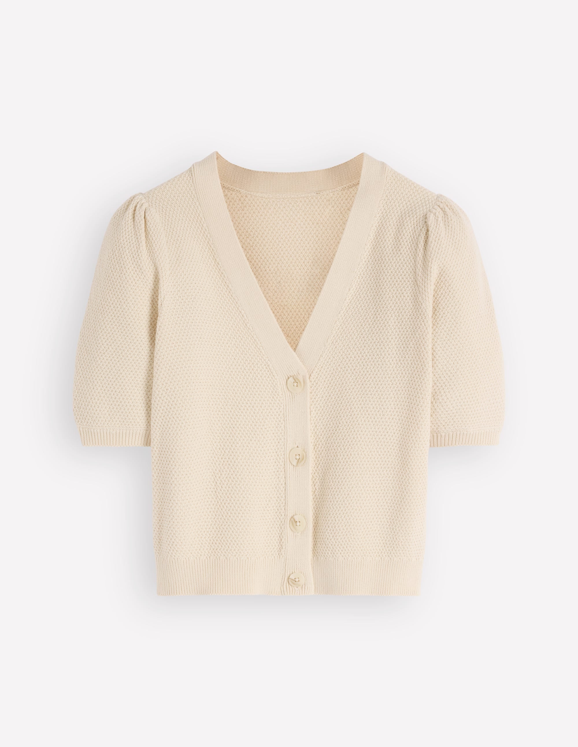 Hayley Cotton V-neck Cardigan-Warm Ivory - Image 6
