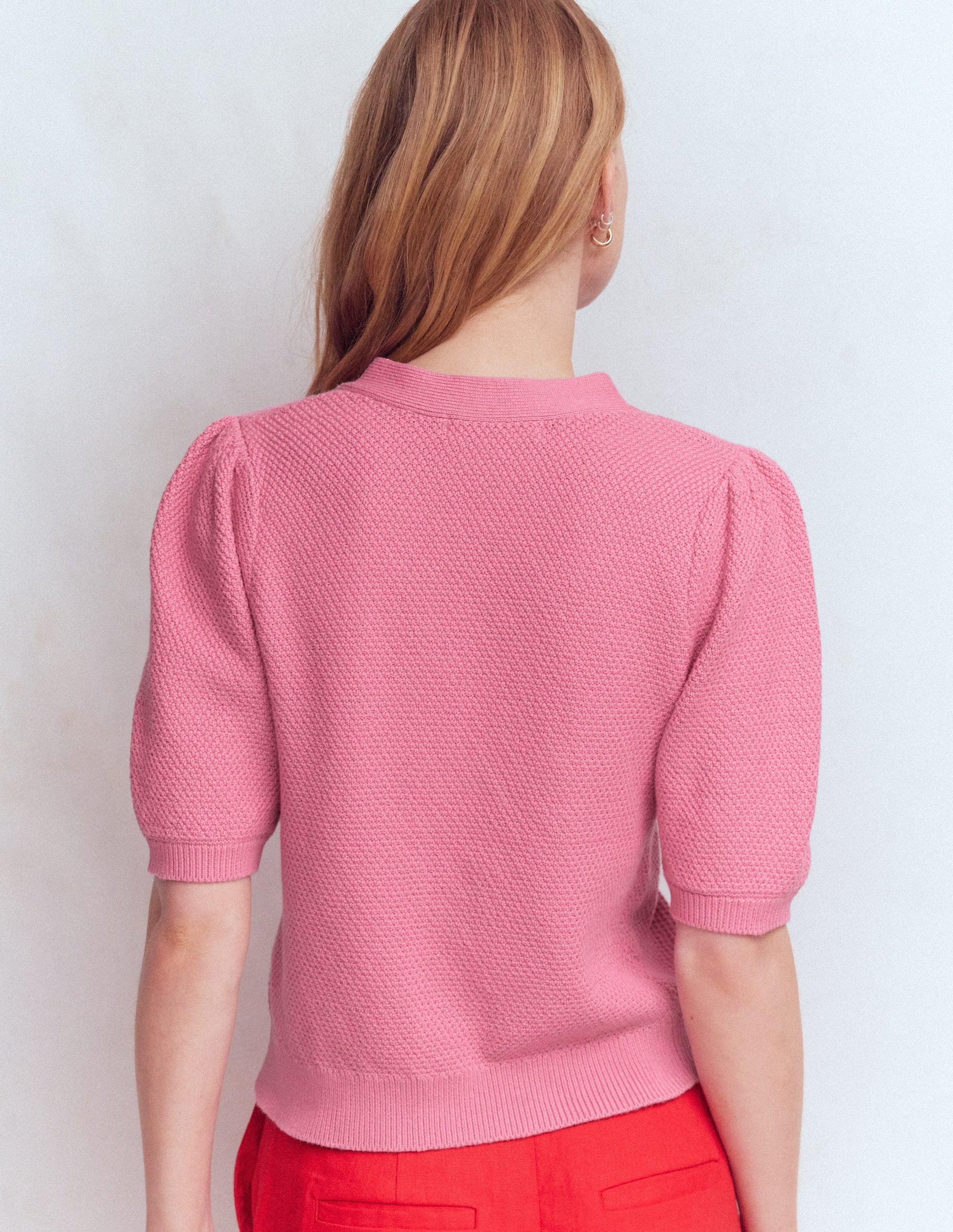 Hayley Cotton V-neck Cardigan-Dusty Rose-3