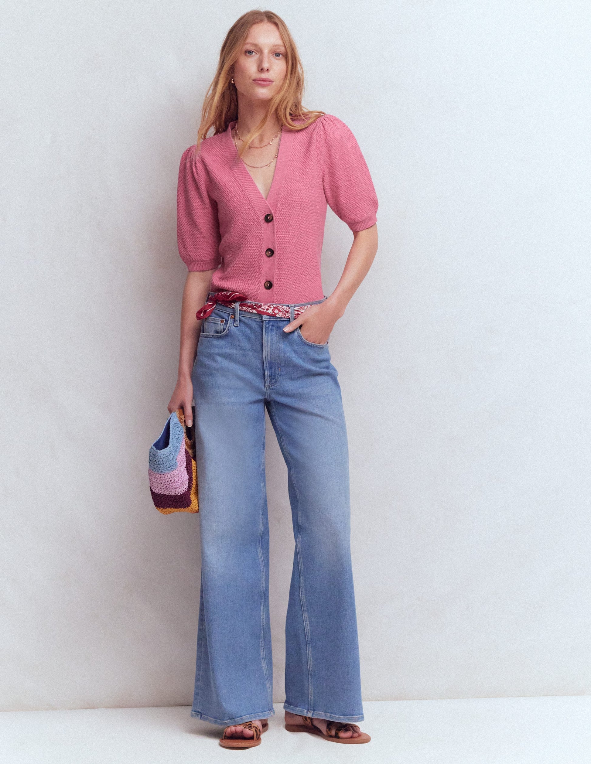 Hayley Cotton V-neck Cardigan-Dusty Rose-4