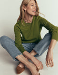 Camilla Cotton Crew Jumper-Forest Green