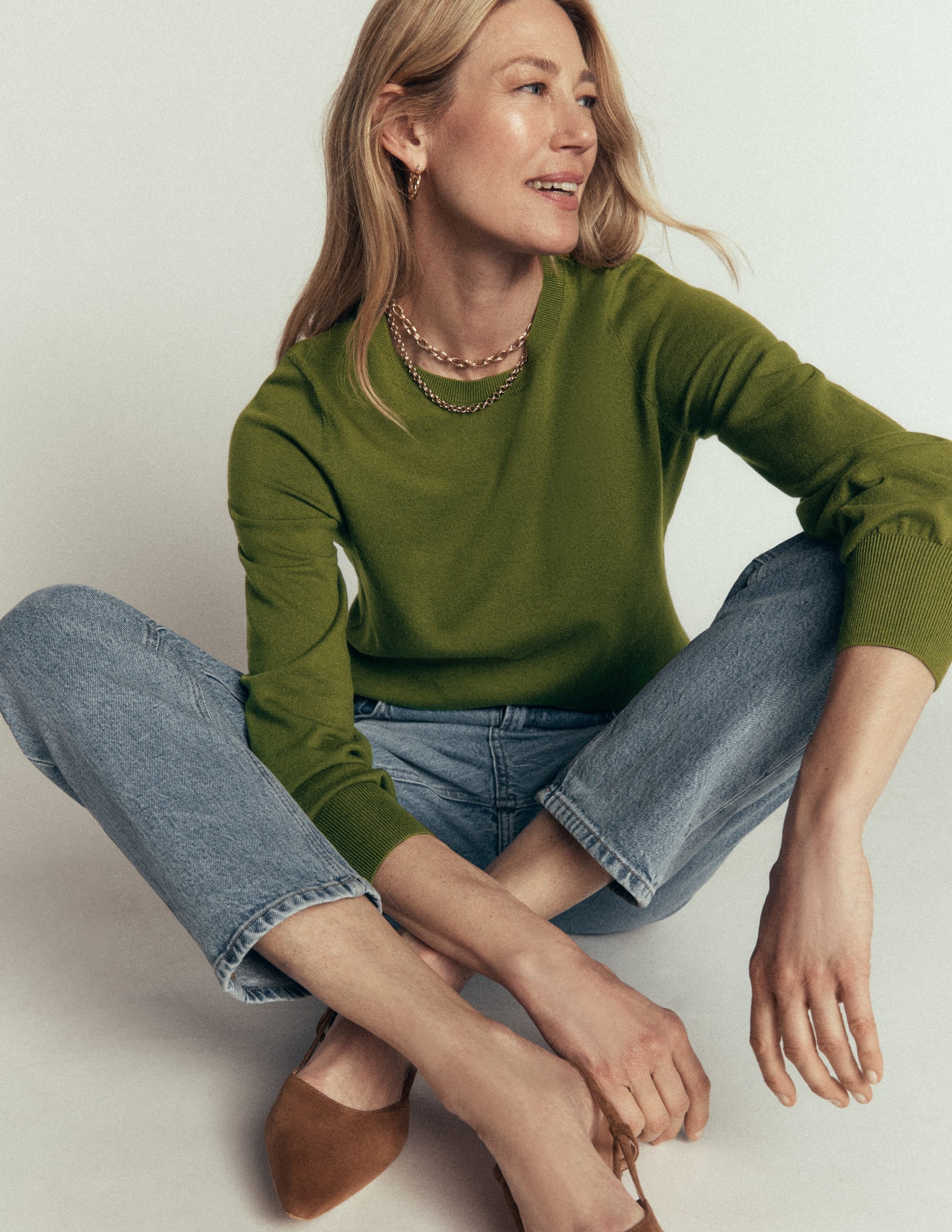 Camilla Cotton Crew Jumper-Forest Green - Image 2