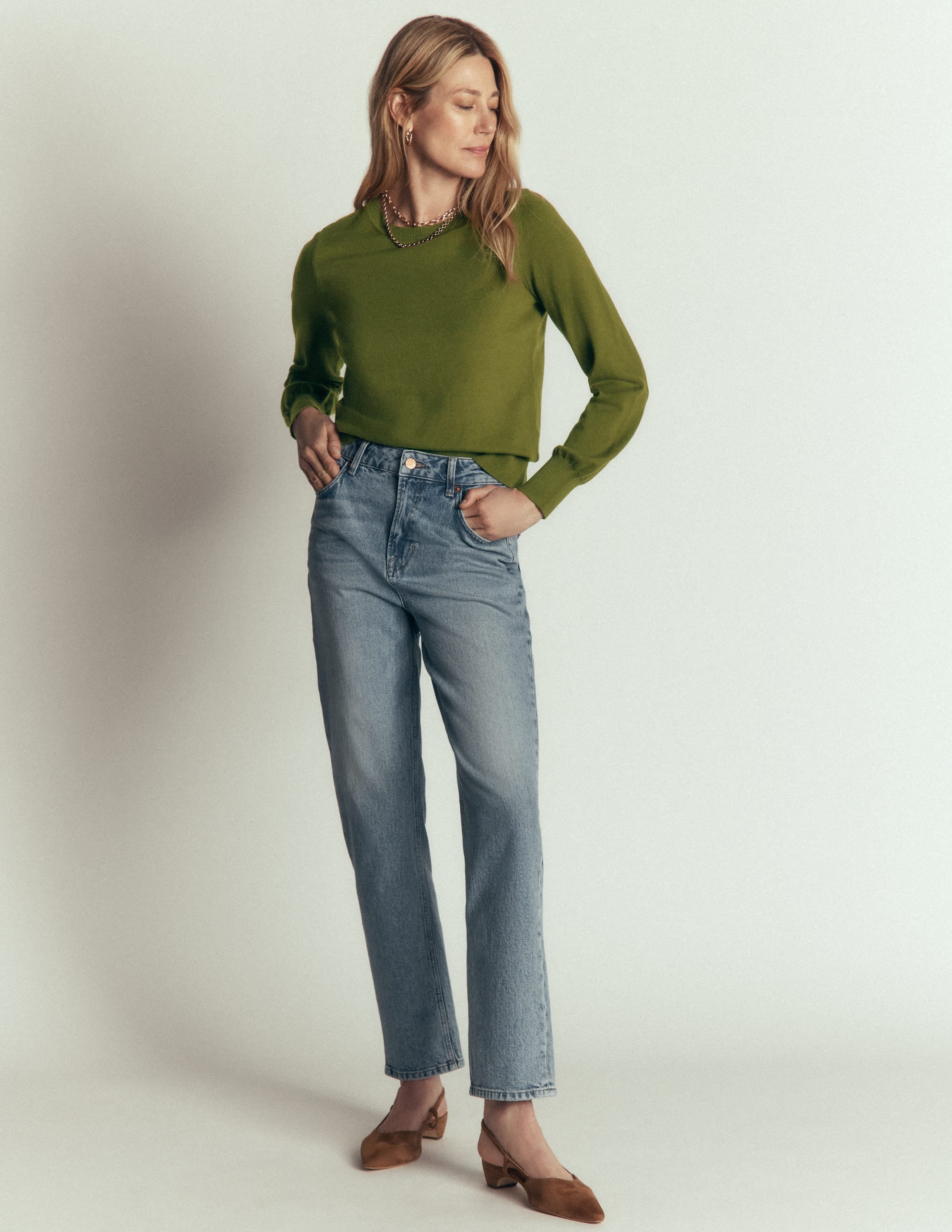 Camilla Cotton Crew Jumper-Forest Green - Image 1