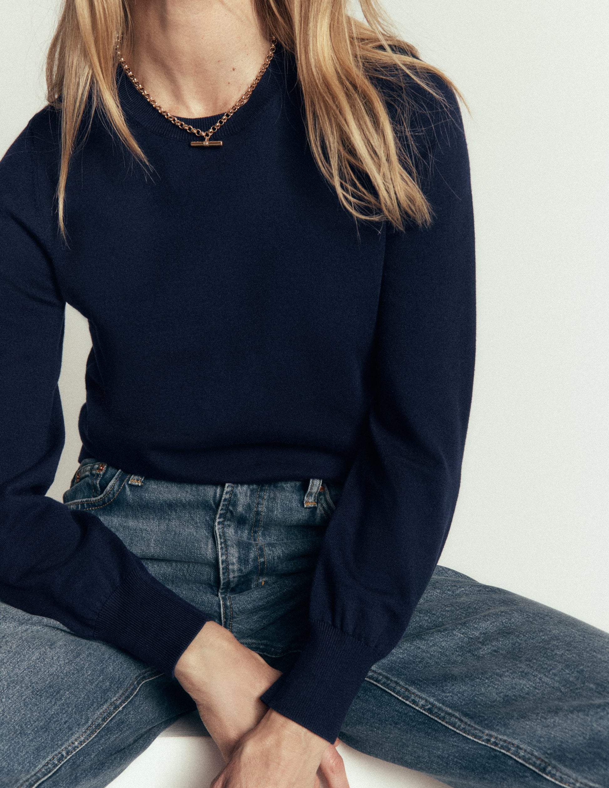Camilla Cotton Crew Jumper-Navy-2