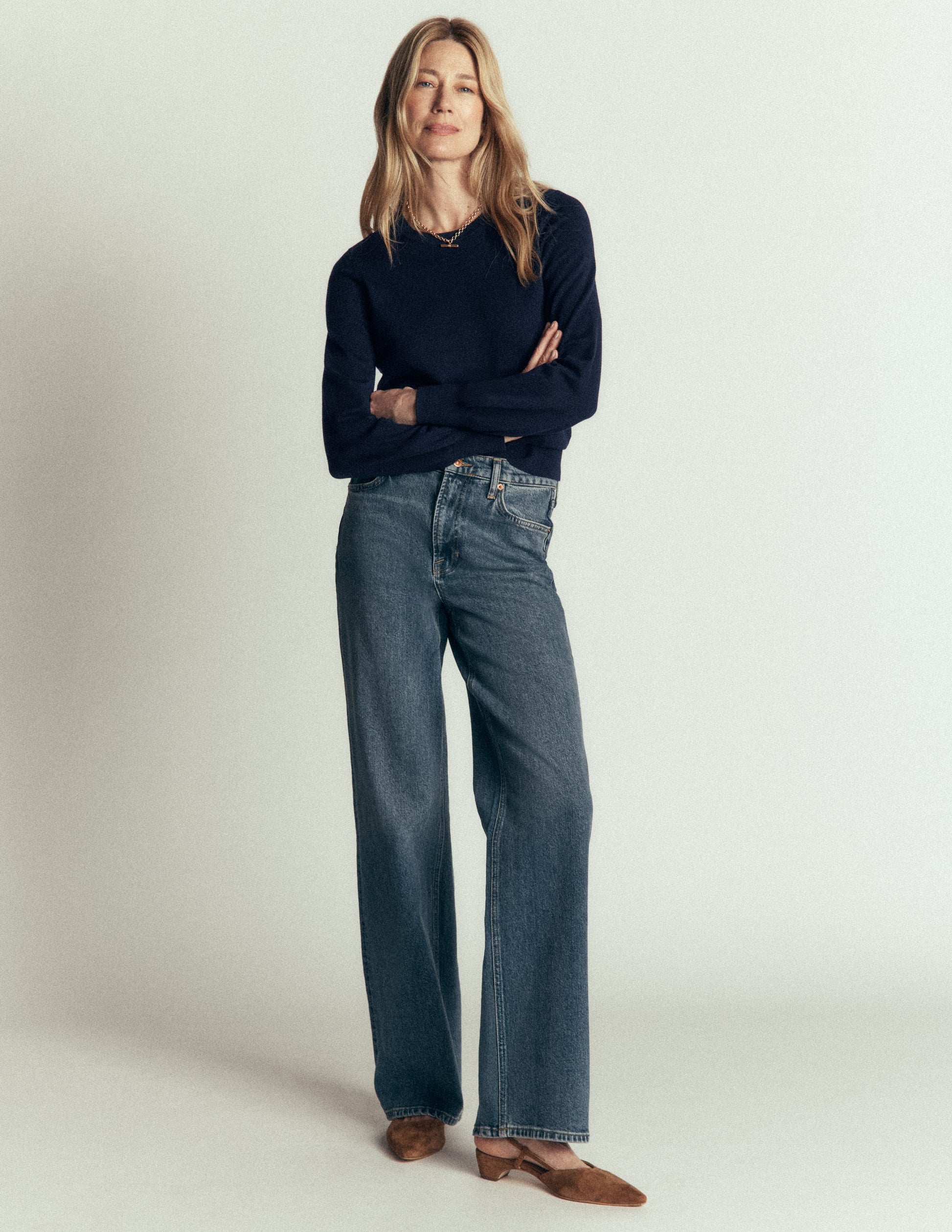 Camilla Cotton Crew Jumper-Navy-4