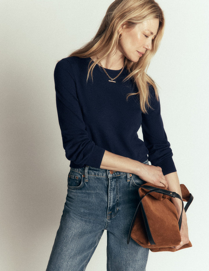Camilla Cotton Crew Jumper-Navy