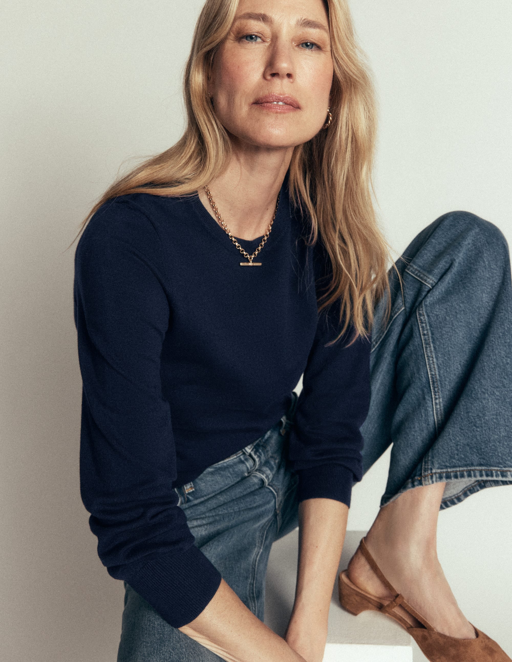 Camilla Cotton Crew Jumper-Navy - Image 5