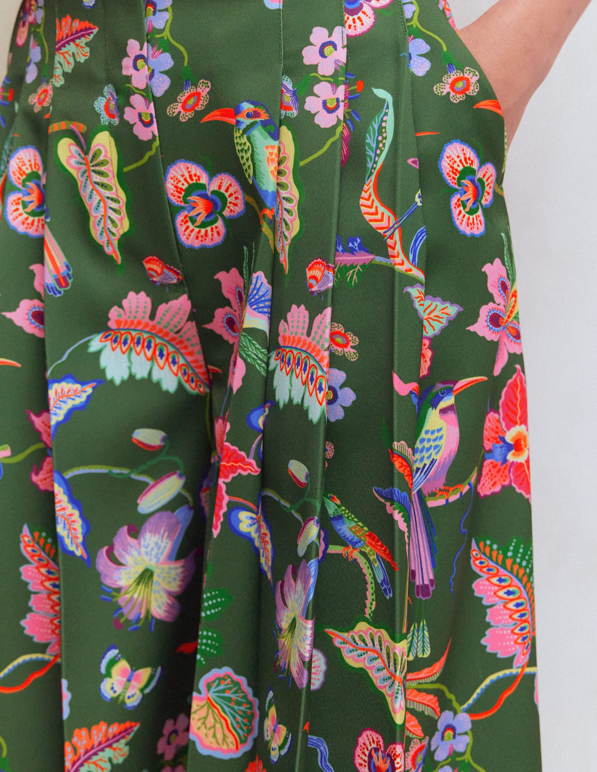 Regent Wide Leg Trousers-Hunter Green, Orchid Canopy - Image 2