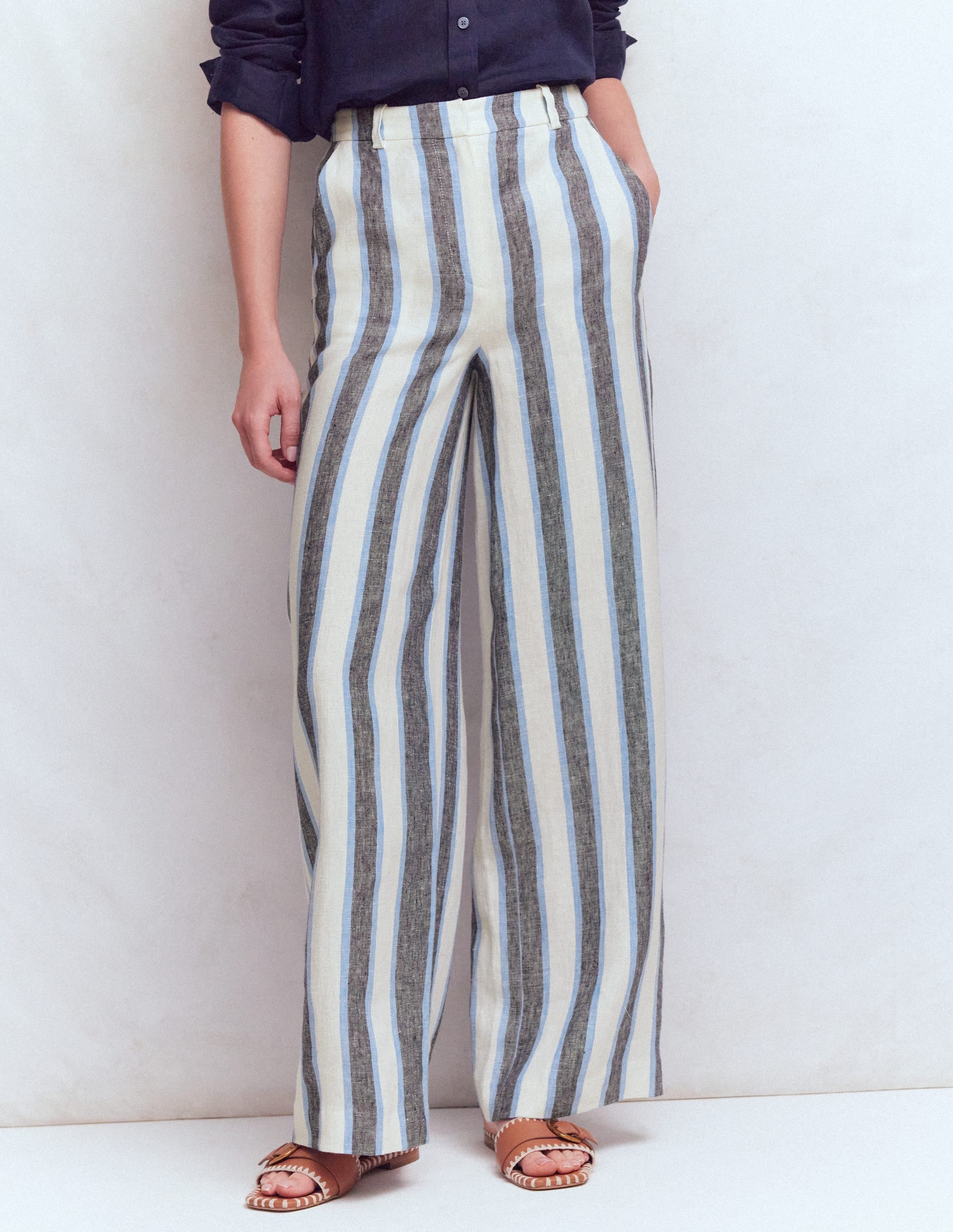 Belgravia Linen Trousers-Blue and White Stripe - Image 5