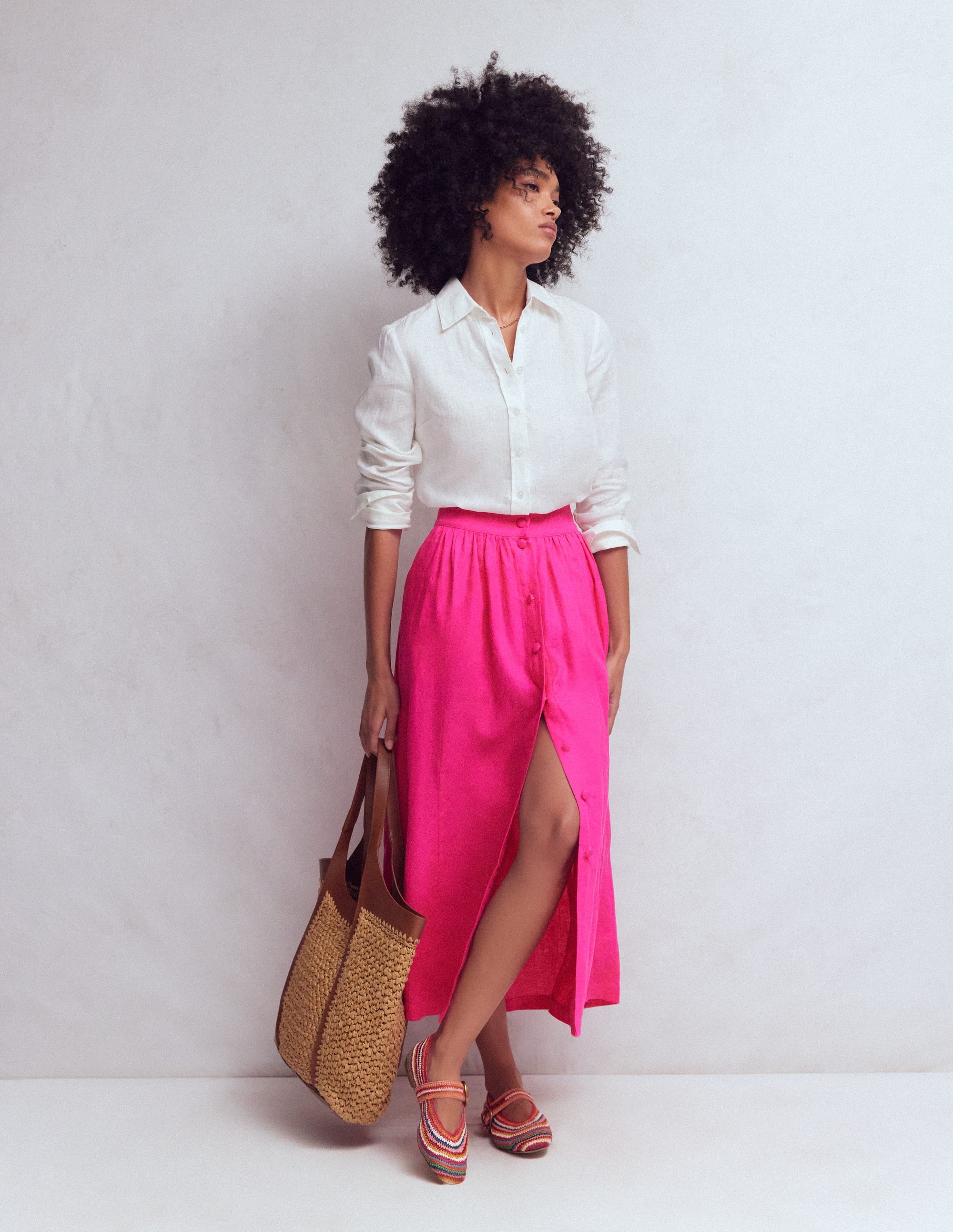 Emma Linen Maxi Skirt-Pink Peony - Image 1