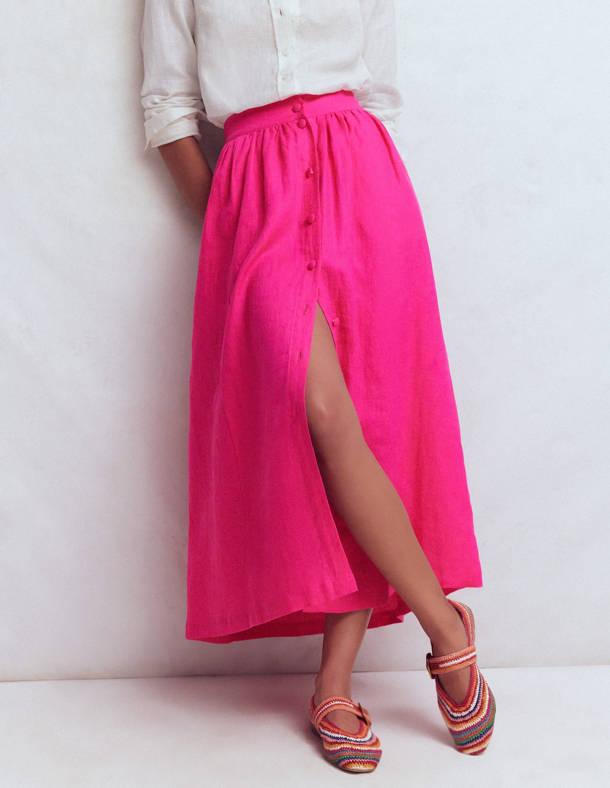 Emma Linen Maxi Skirt-Pink Peony - Image 5