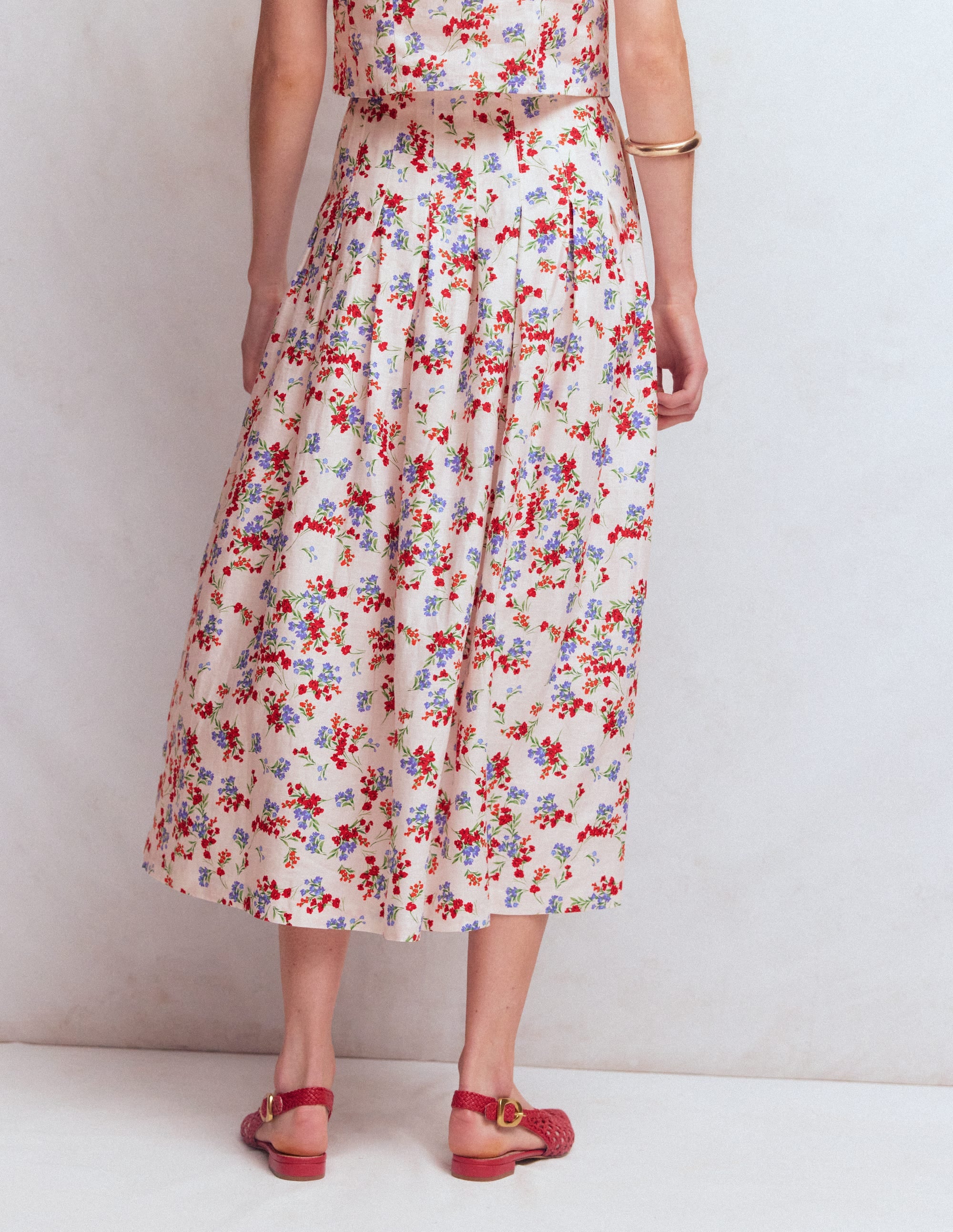 Valentina Linen Skirt-Ivory, Bloom Scatter - Image 3