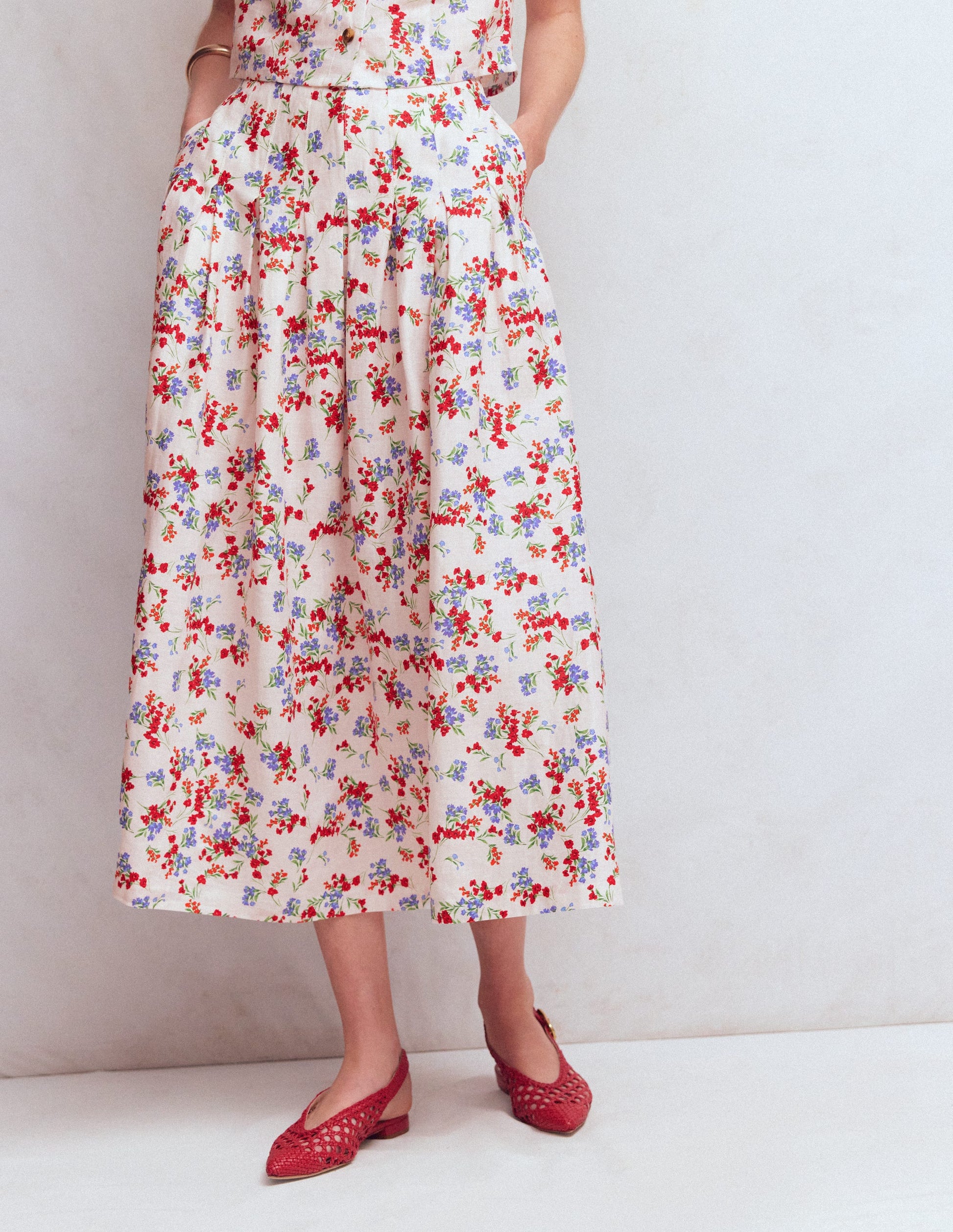 Valentina Linen Skirt-Ivory, Bloom Scatter-4