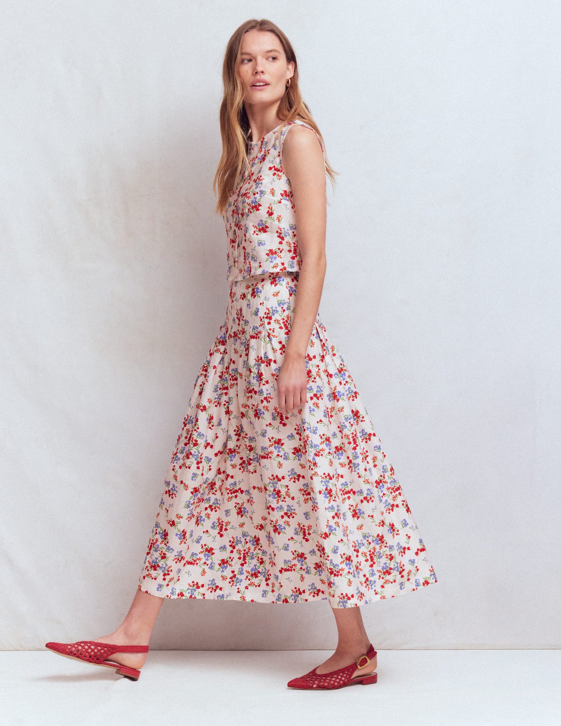 Valentina Linen Skirt-Ivory, Bloom Scatter-5