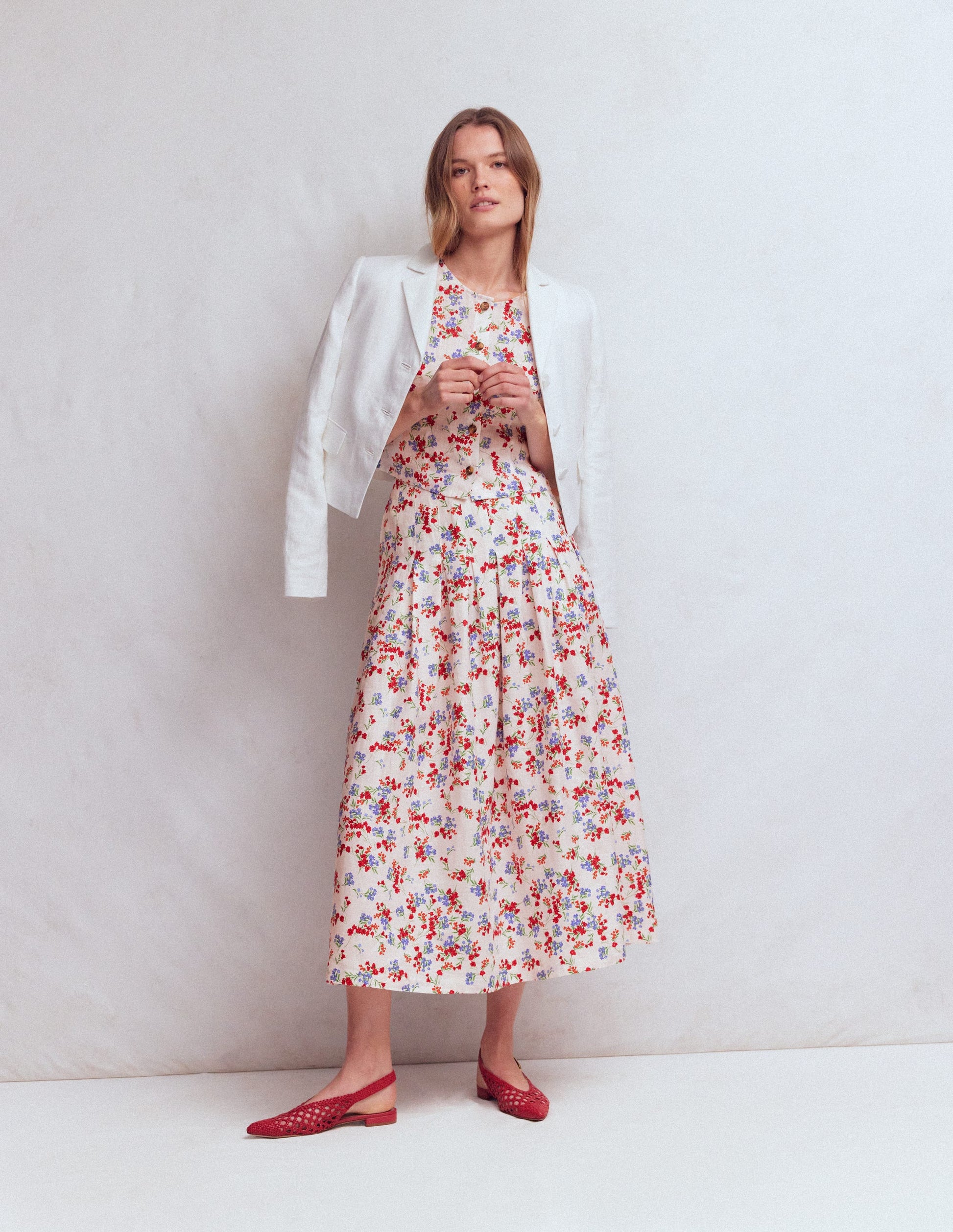 Valentina Linen Skirt-Ivory, Bloom Scatter-6