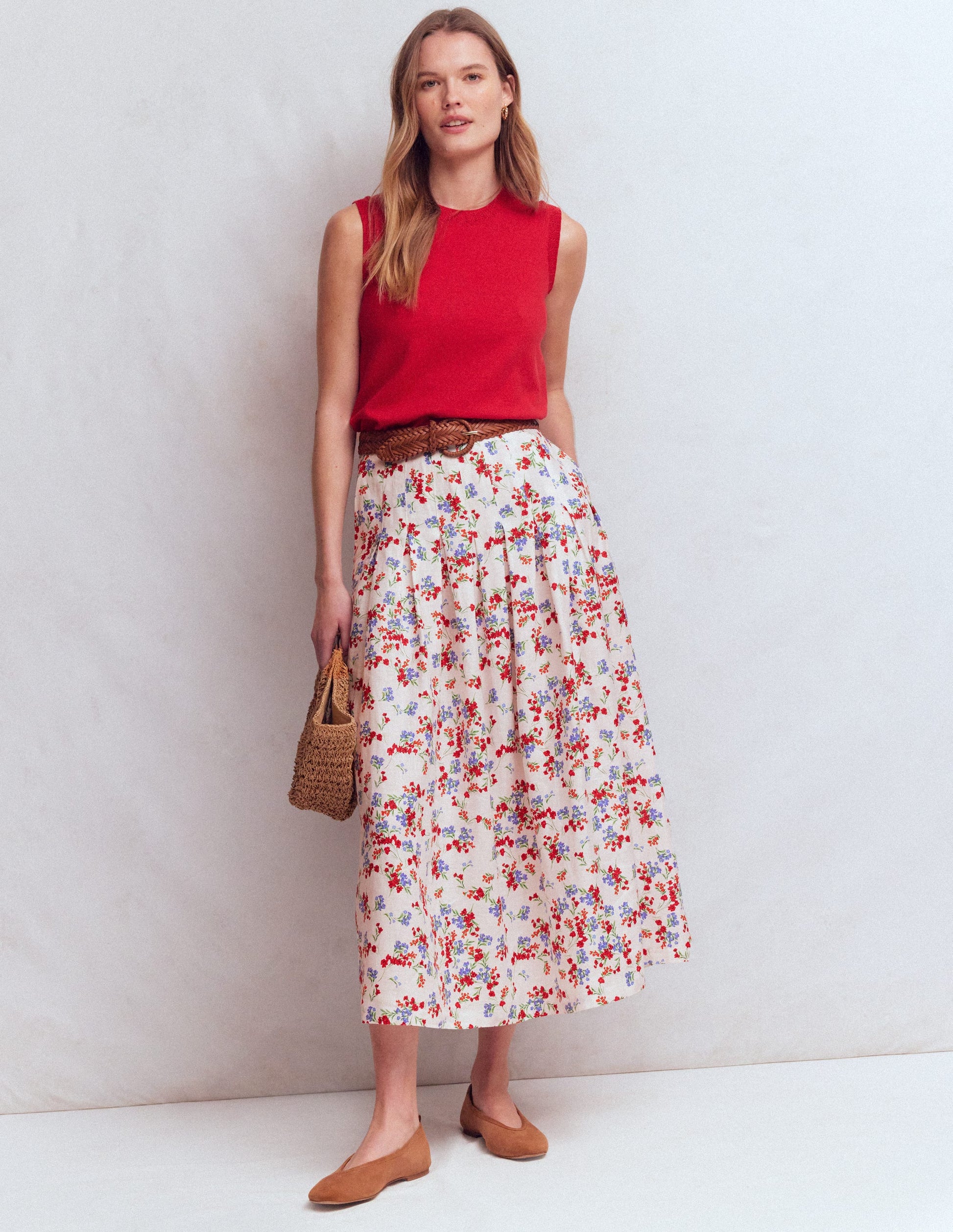 Valentina Linen Skirt-Ivory, Bloom Scatter-7