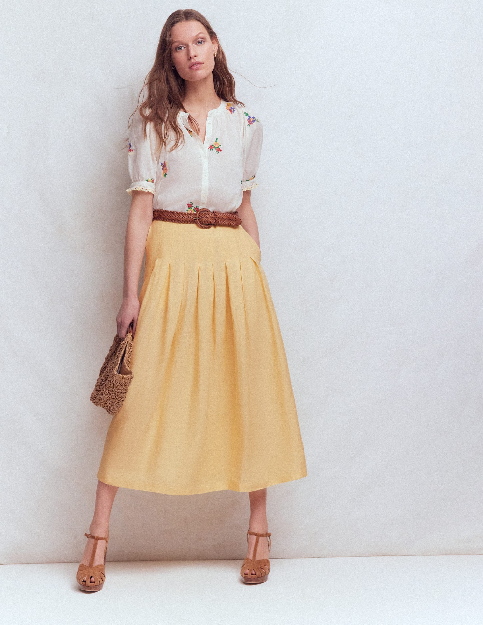 Valentina Linen Skirt-Buttercream - Image 5