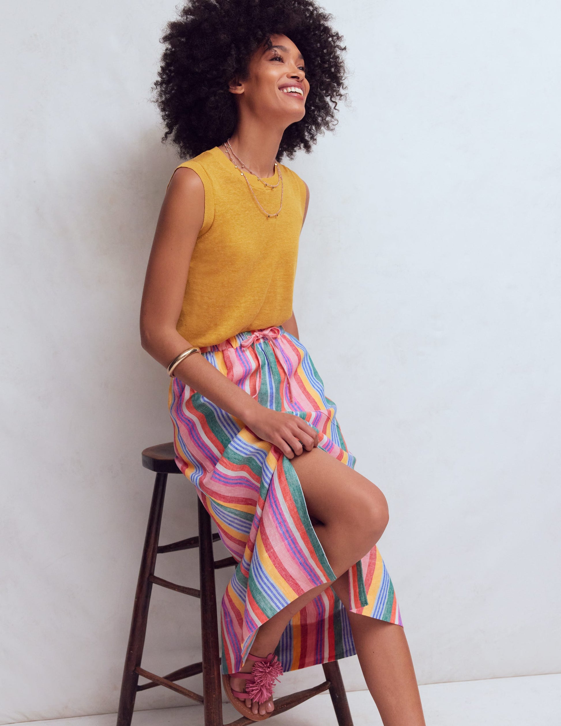 Layla Linen Skirt-Multi Stripe-5