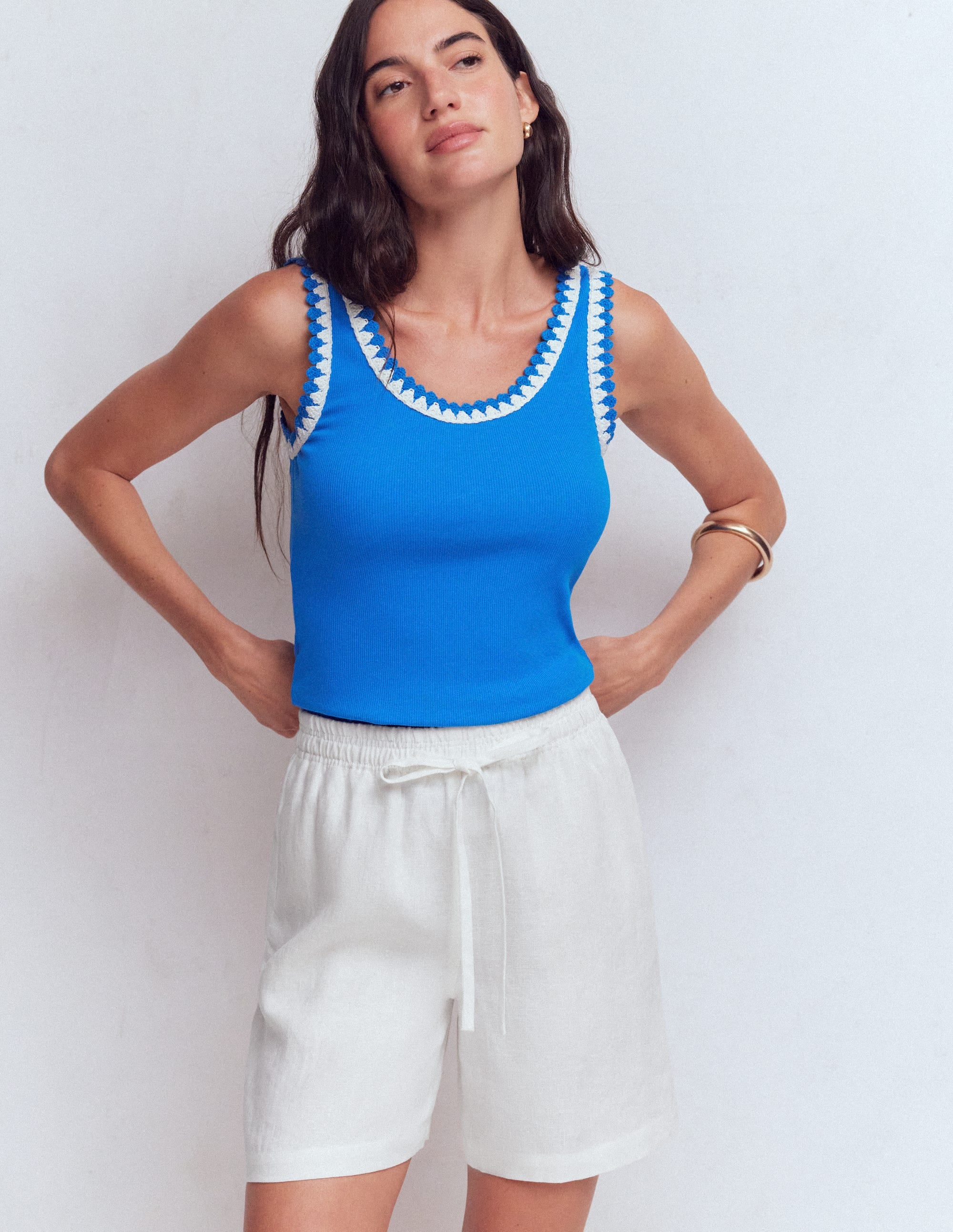 Islington Linen Shorts-White - Image 1