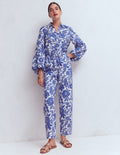 Islington Linen Crop Trousers-Mazarine Blue, Tigers Paradise
