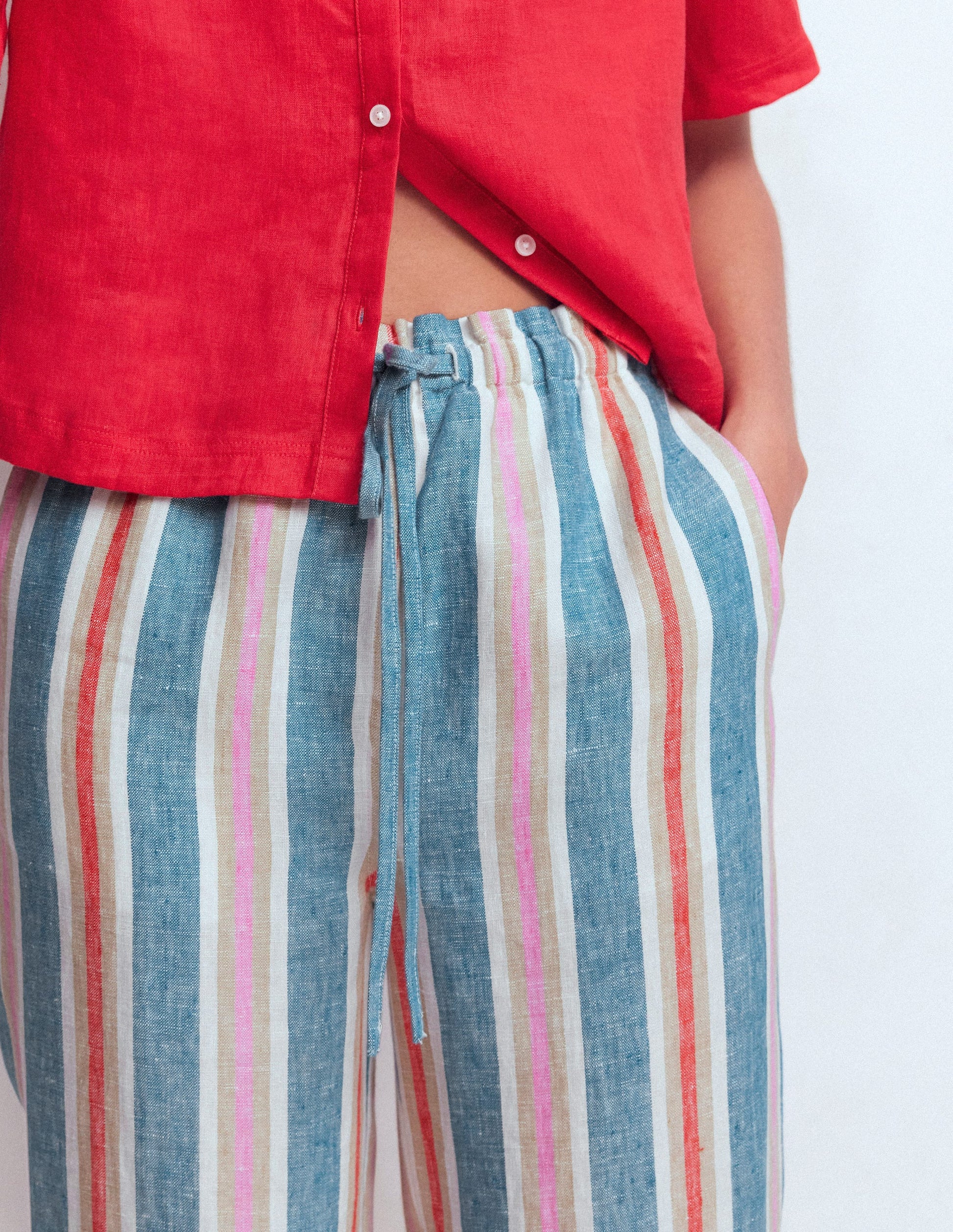 Islington Linen Crop Trousers-Blue, Pink, Red Multistripe-2