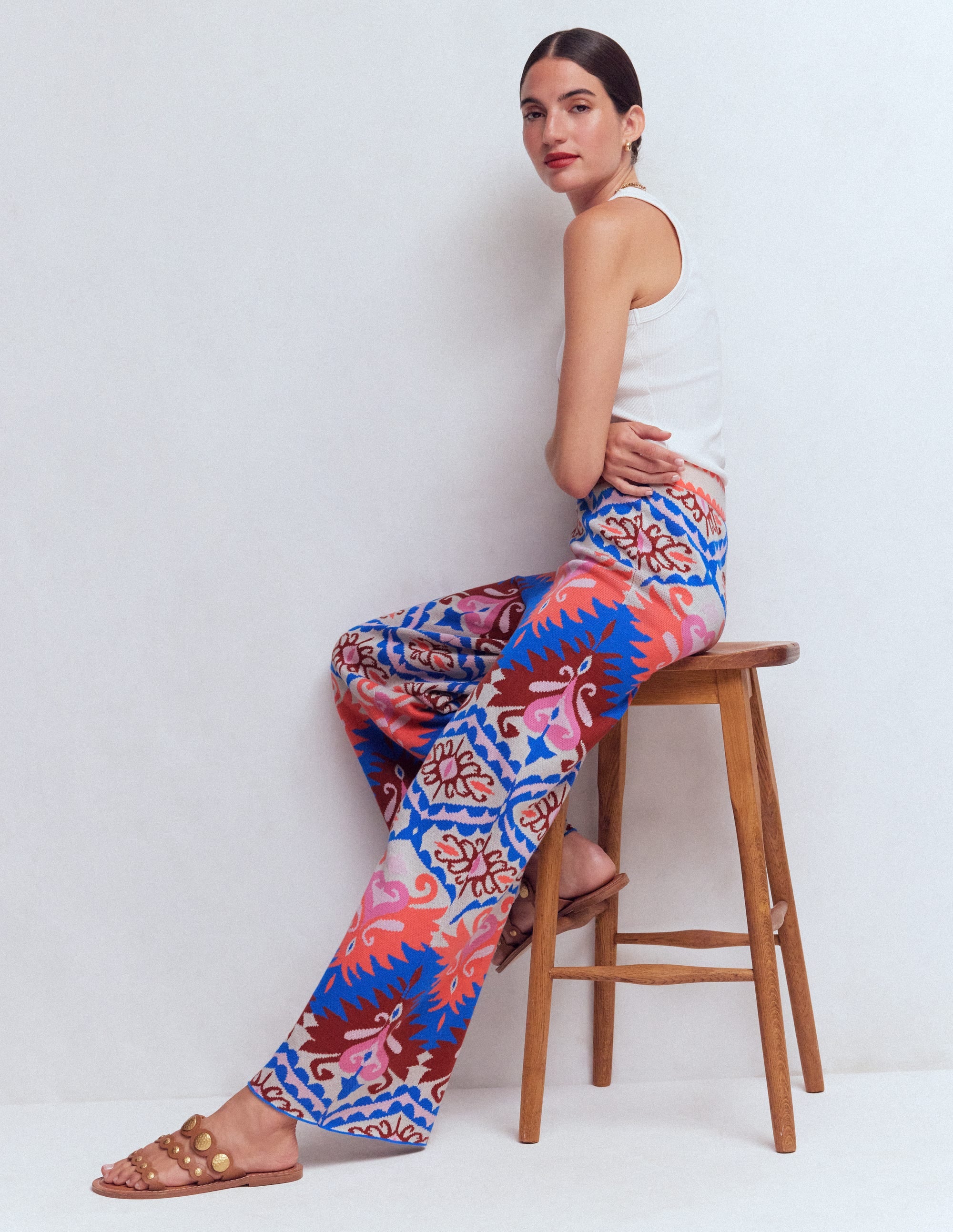 Jacquard Knitted Trousers-Multi Aztec - Image 1