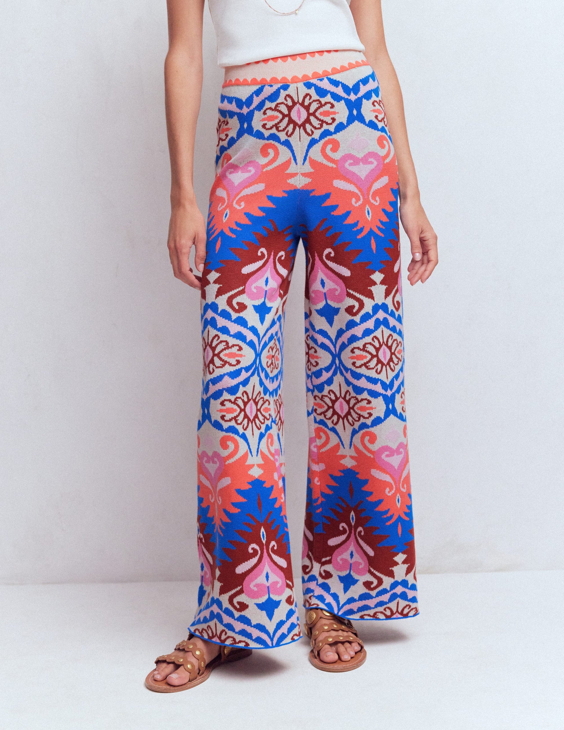 Jacquard Knitted Trousers-Multi Aztec-5
