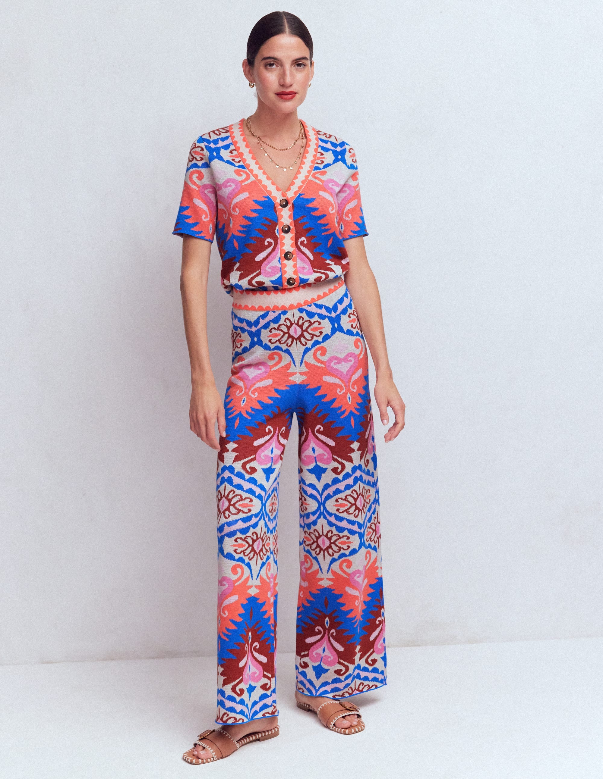 Jacquard Knitted Trousers-Multi Aztec - Image 6