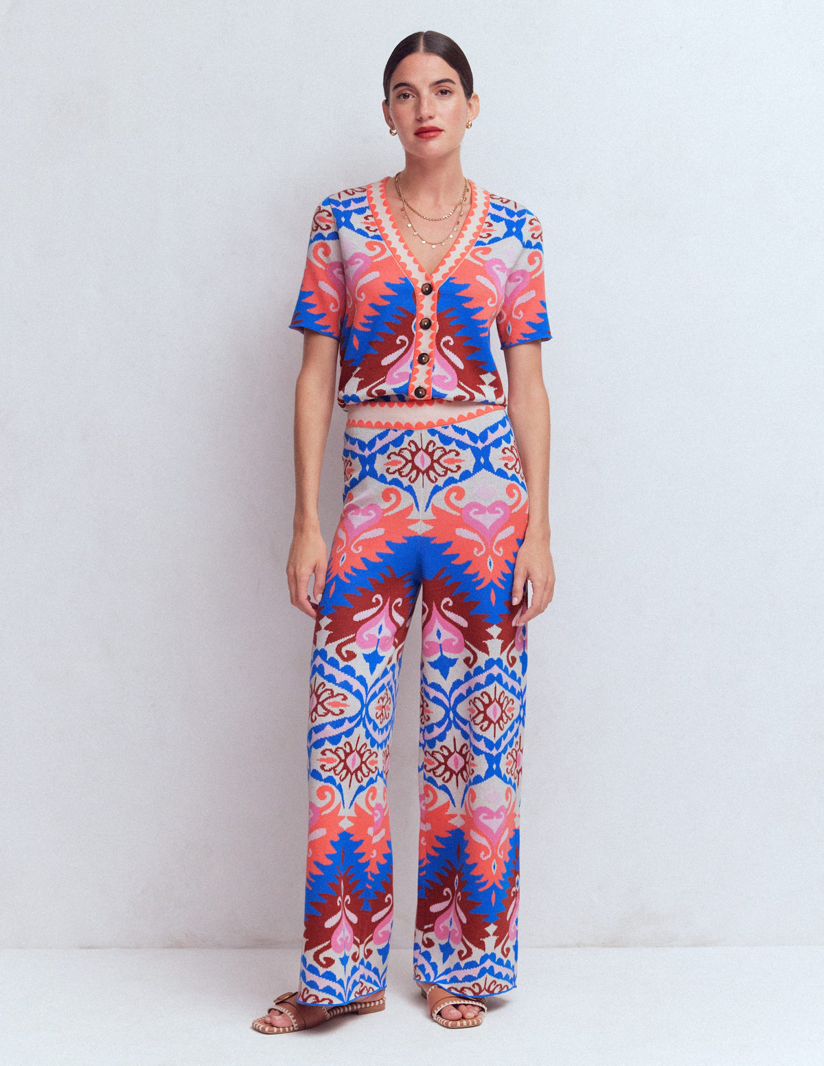 Jacquard Knitted Trousers-Multi Aztec - Image 7