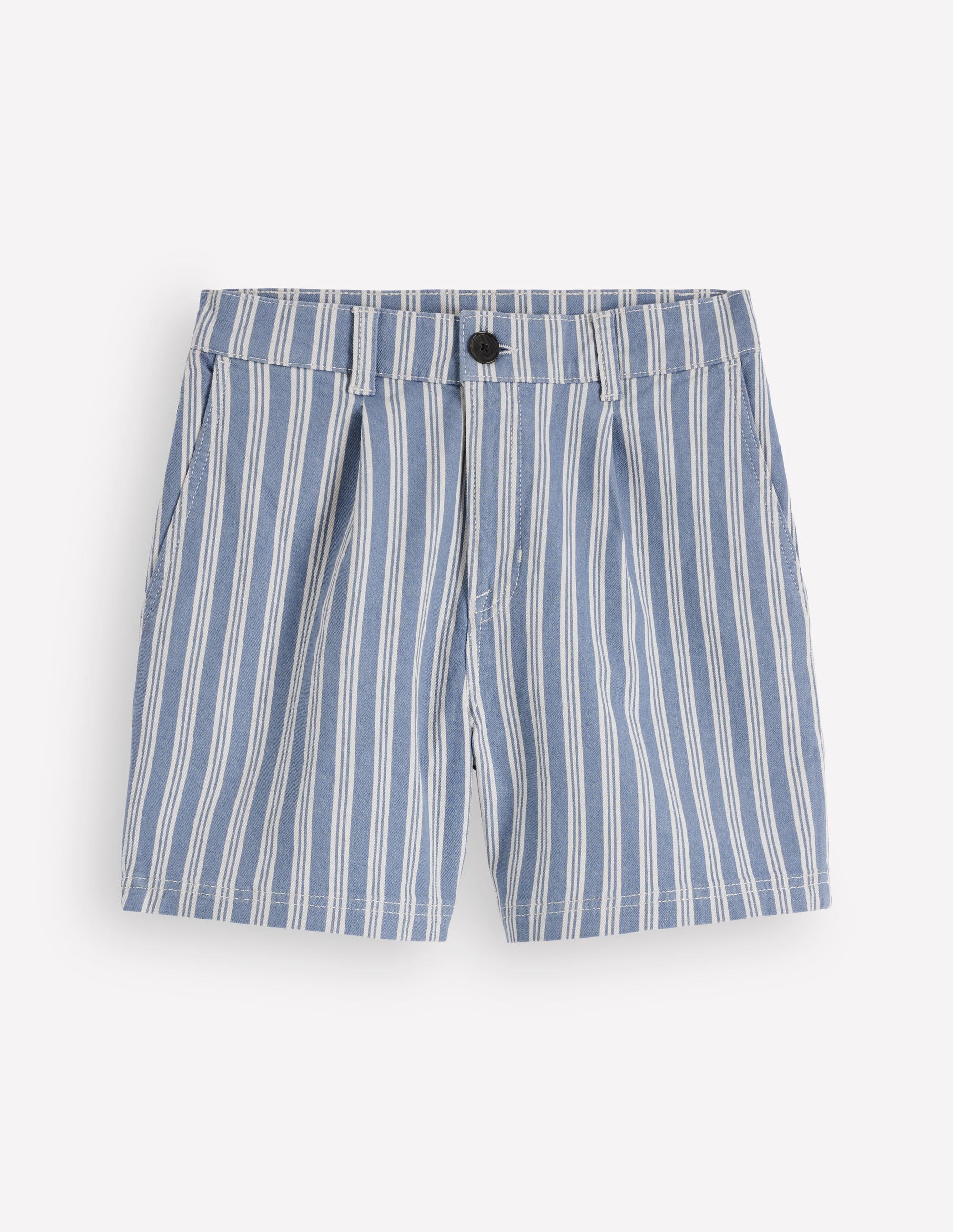 Pleat Front Denim Shorts-Stripe - Image 5