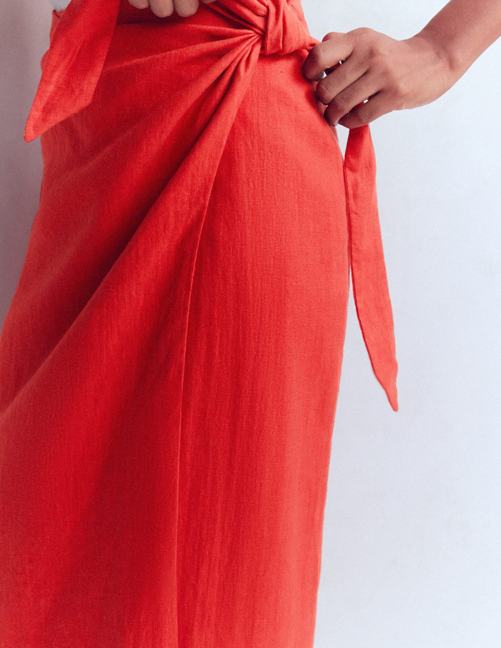 Dimitra Linen Column Skirt-Red Coral - Image 3