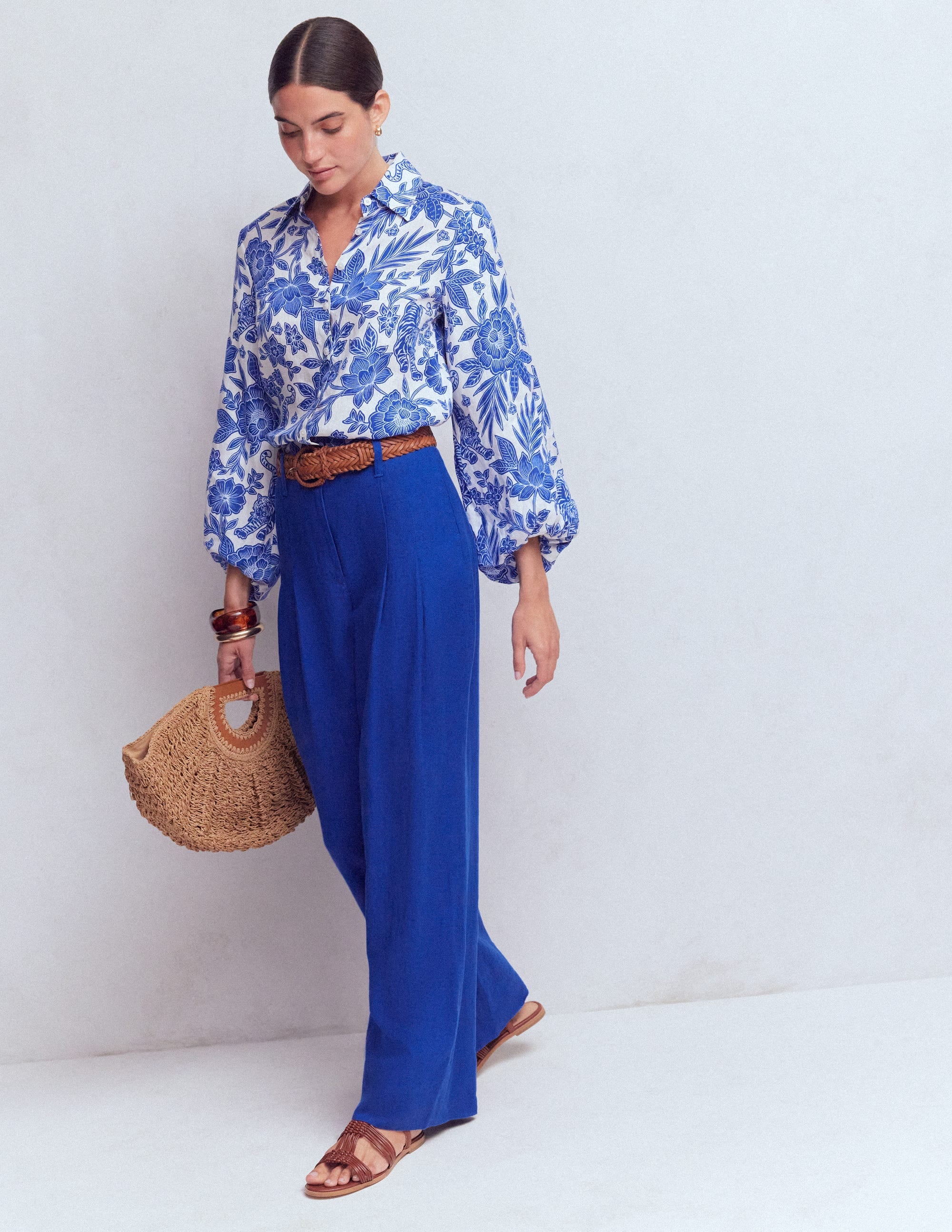 Mayfair Linen Trousers-Bright Blue - Image 5