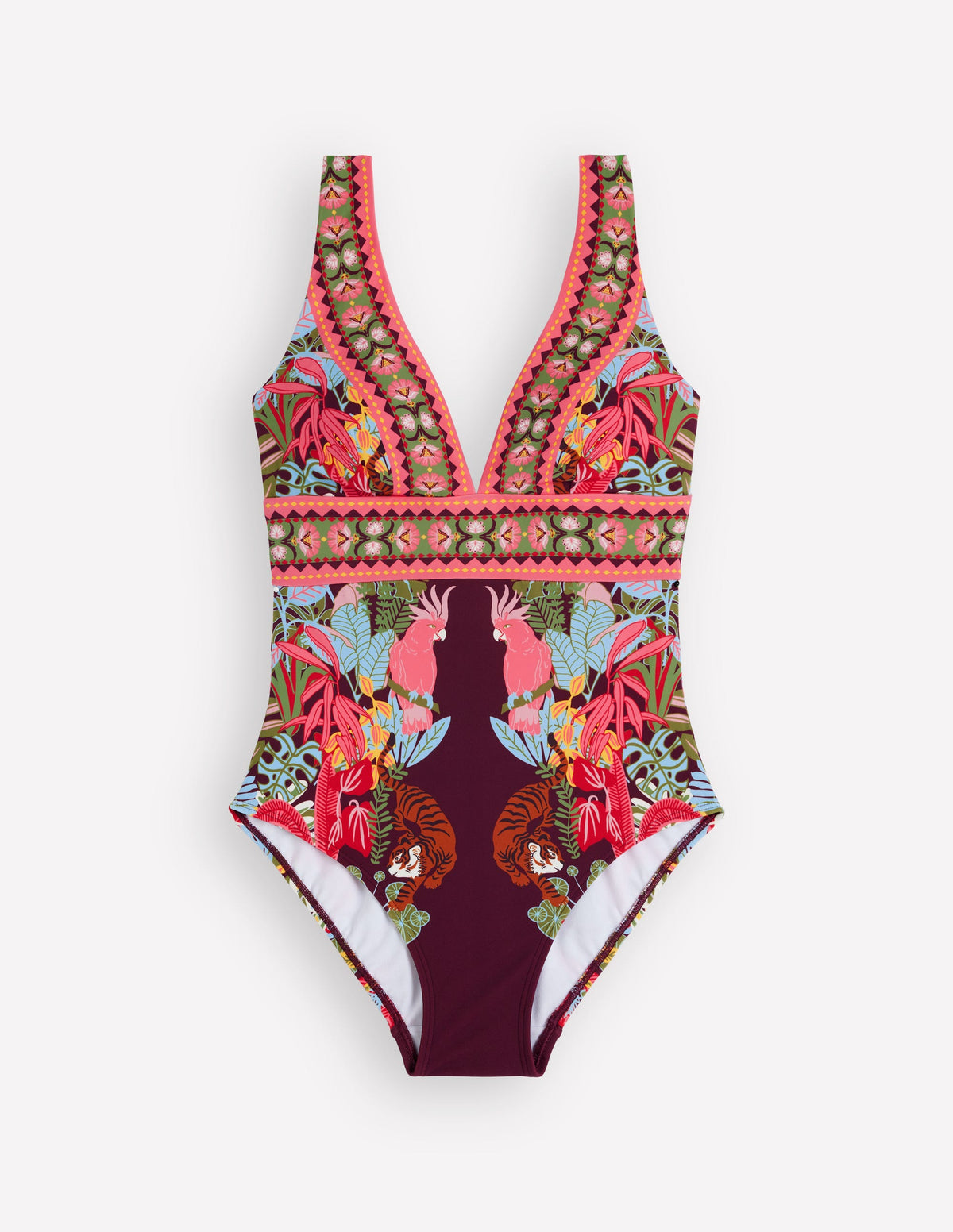 Porto V-neck Swimsuit-Chocberry, Tropical Safari - Image 7