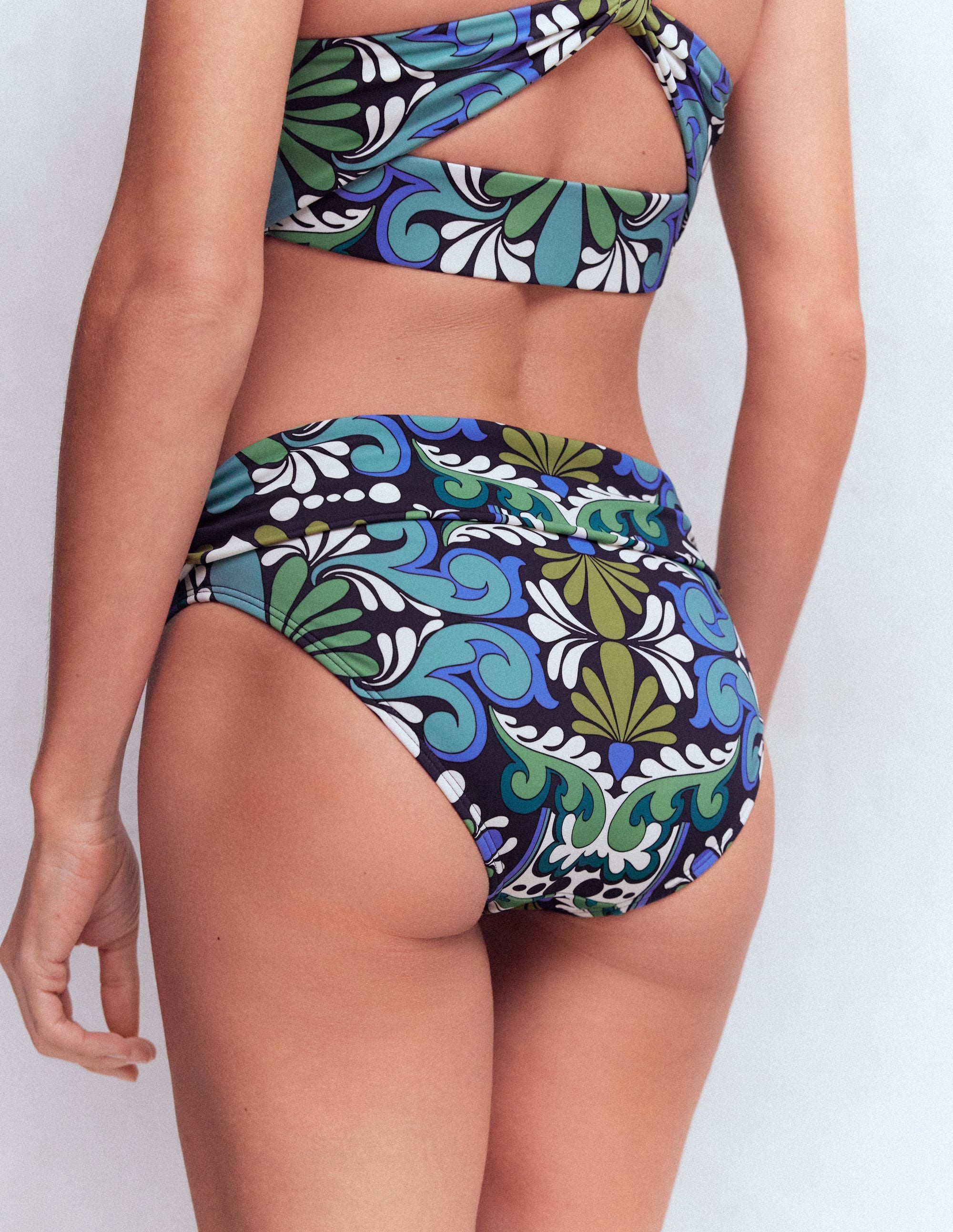 Classic Fold Bikini Bottoms-French Navy, Bloom Tapestry - Image 3