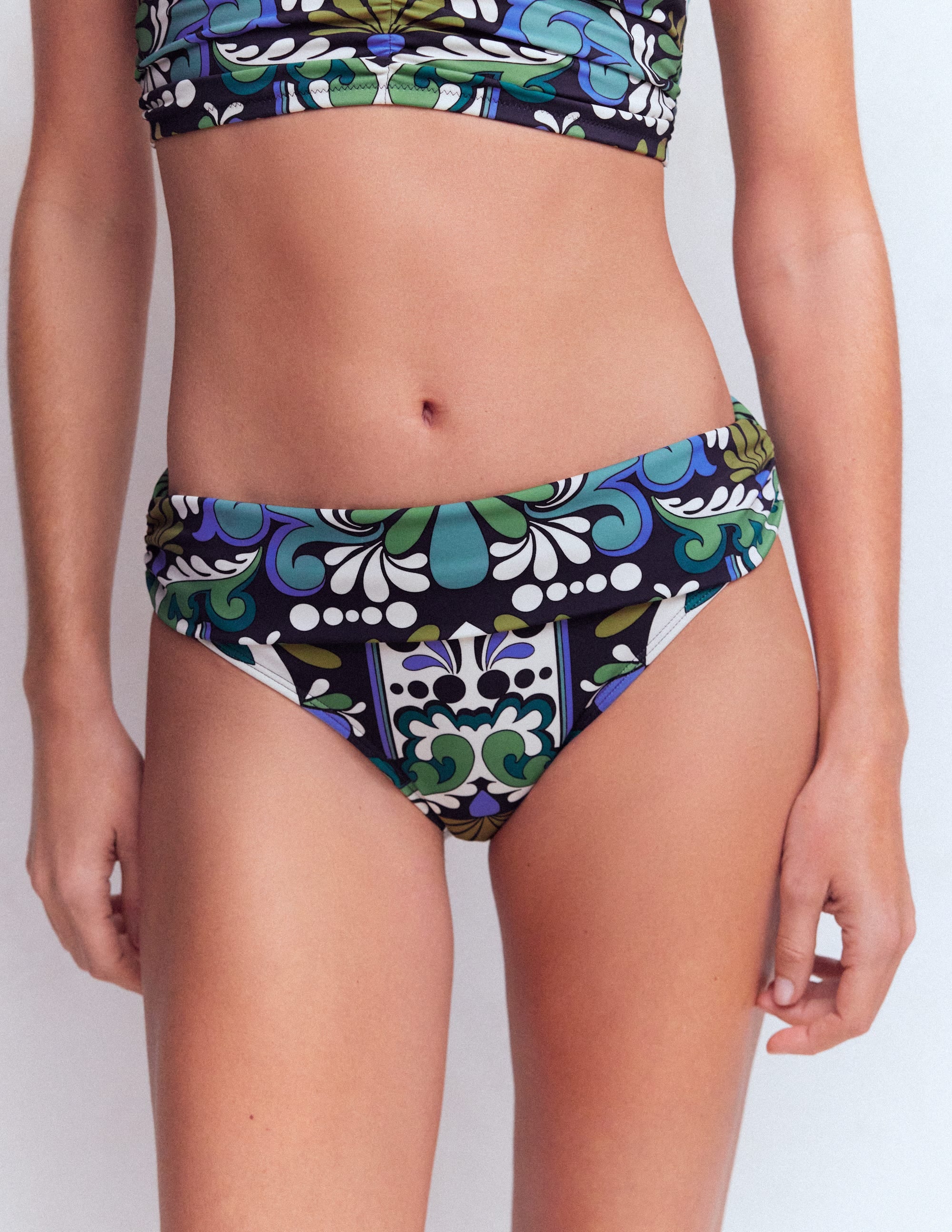 Classic Fold Bikini Bottoms-French Navy, Bloom Tapestry - Image 4