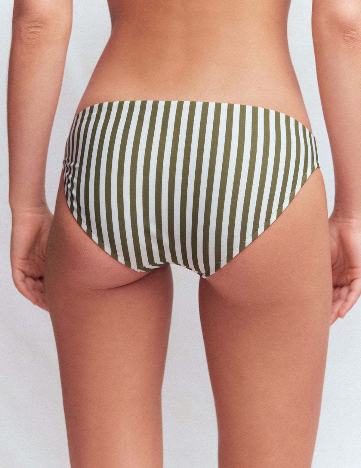 Classic Bikini Bottoms-Olive, Ivory Stripe - Image 3