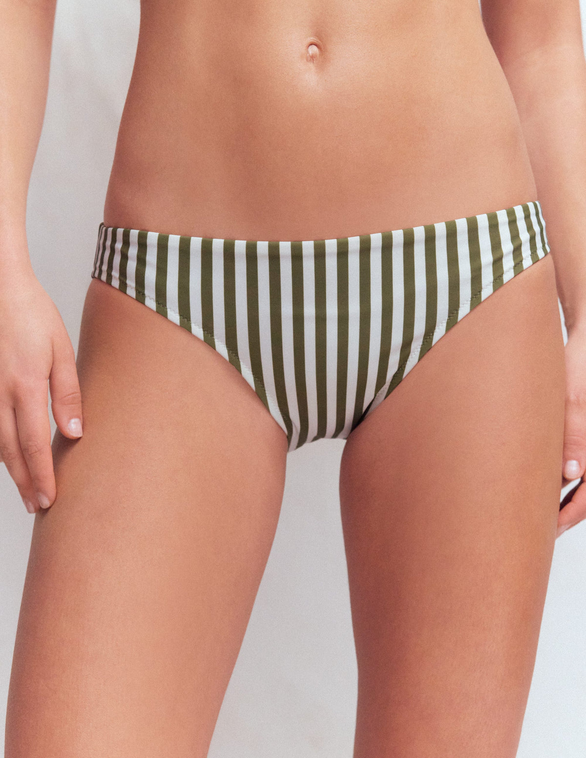 Classic Bikini Bottoms-Olive, Ivory Stripe - Image 4