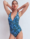Mykonos Deep V Swimsuit-Dark Green, Paradise