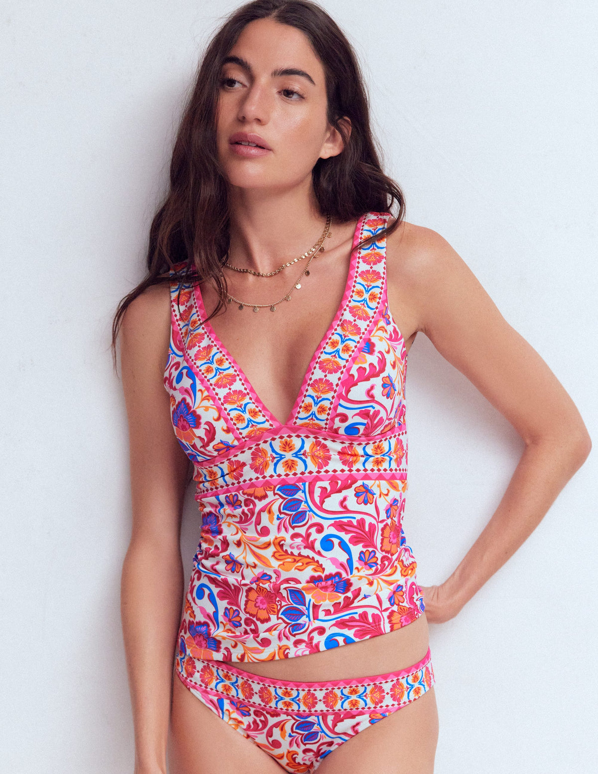 Porto Tankini Top-Pink Power, Flourishing Meadow - Image 4