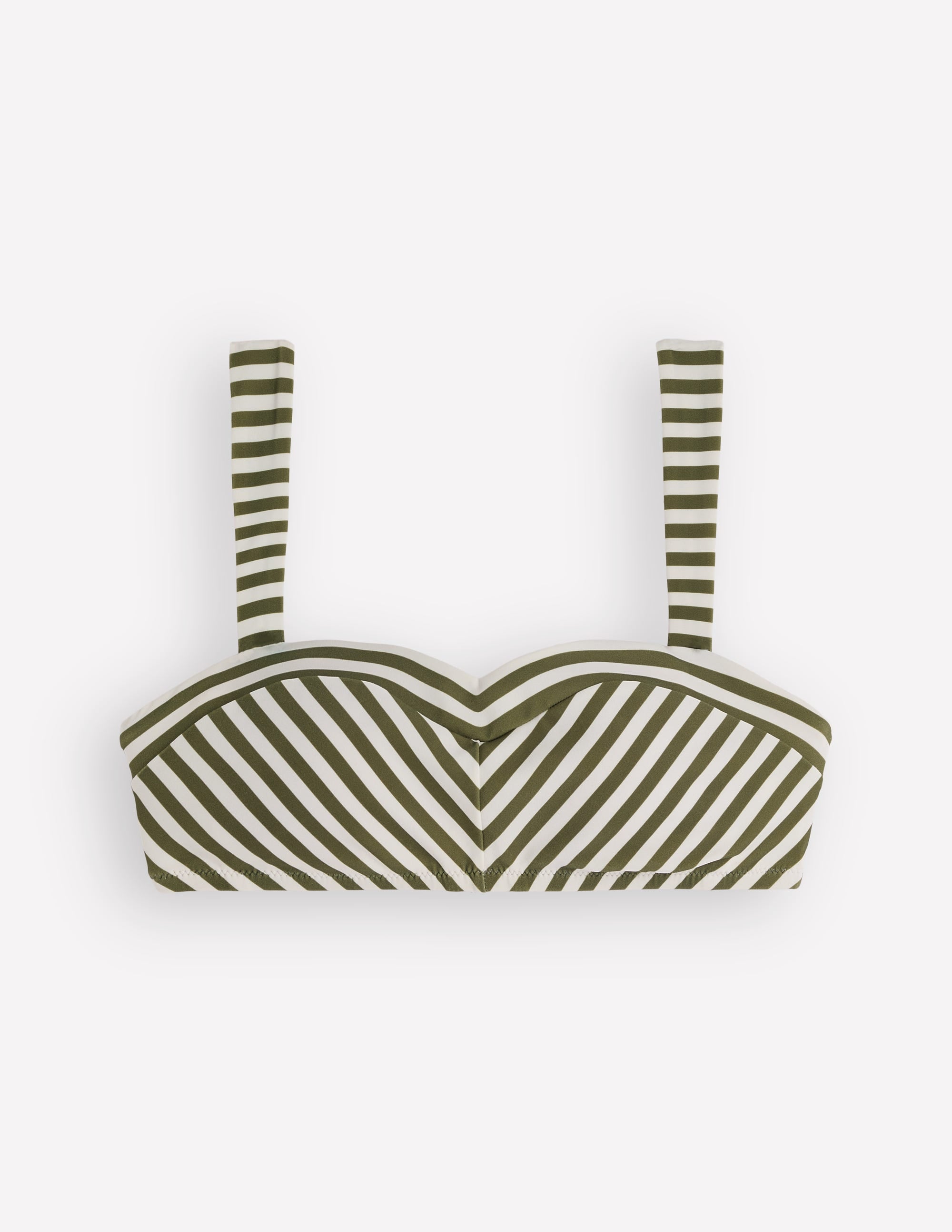Clean Sweetheart Bikini Top-Olive, Ivory Stripe - Image 6