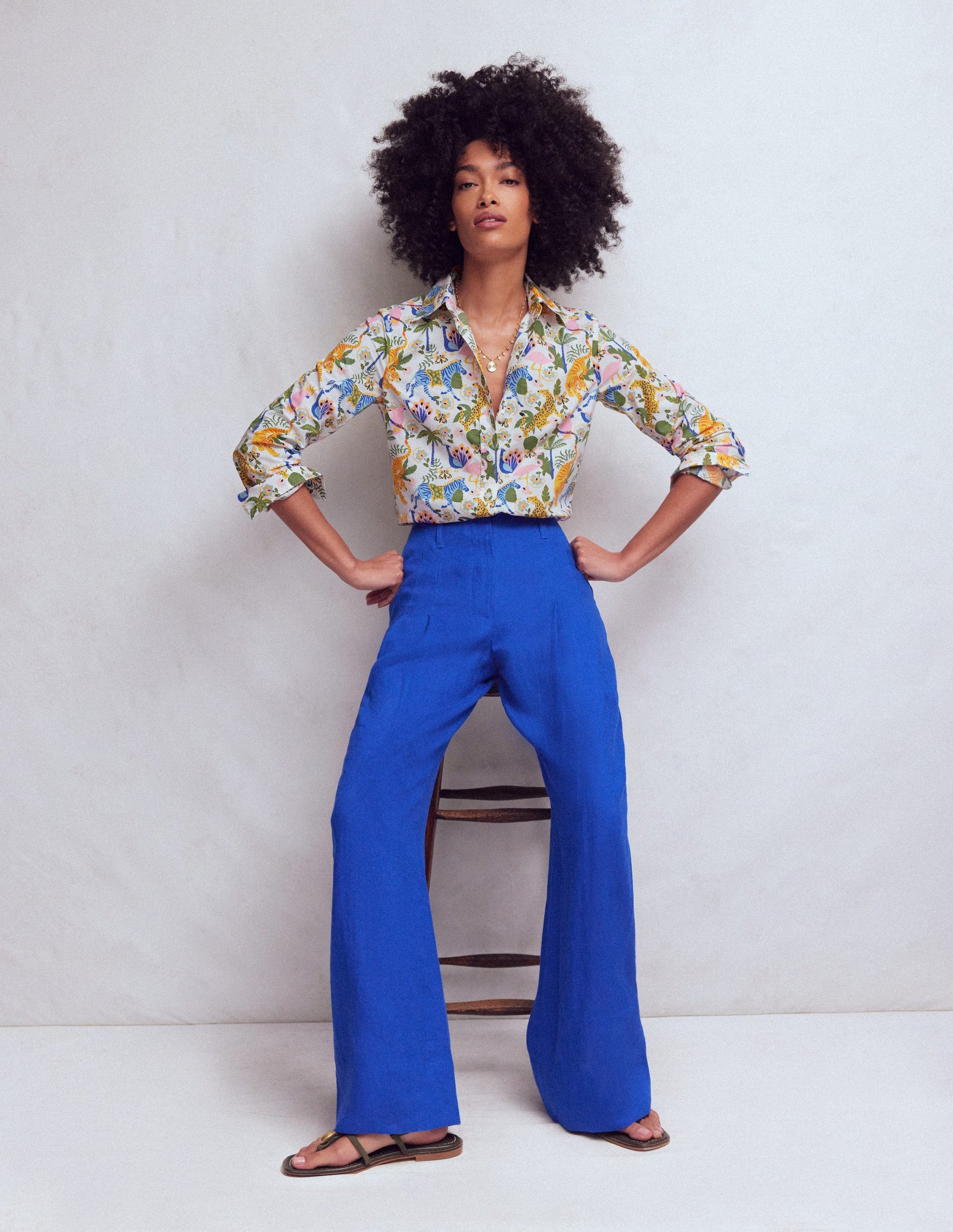 Sienna Cotton Shirt-Multi, Tropical Safari-1