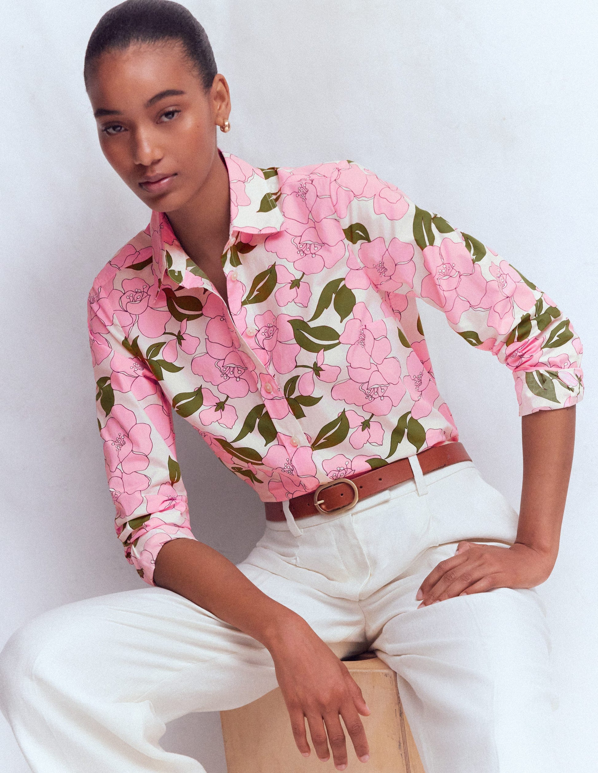 Sienna Cotton Shirt-Blossom Pink, Radiant Bloom-1
