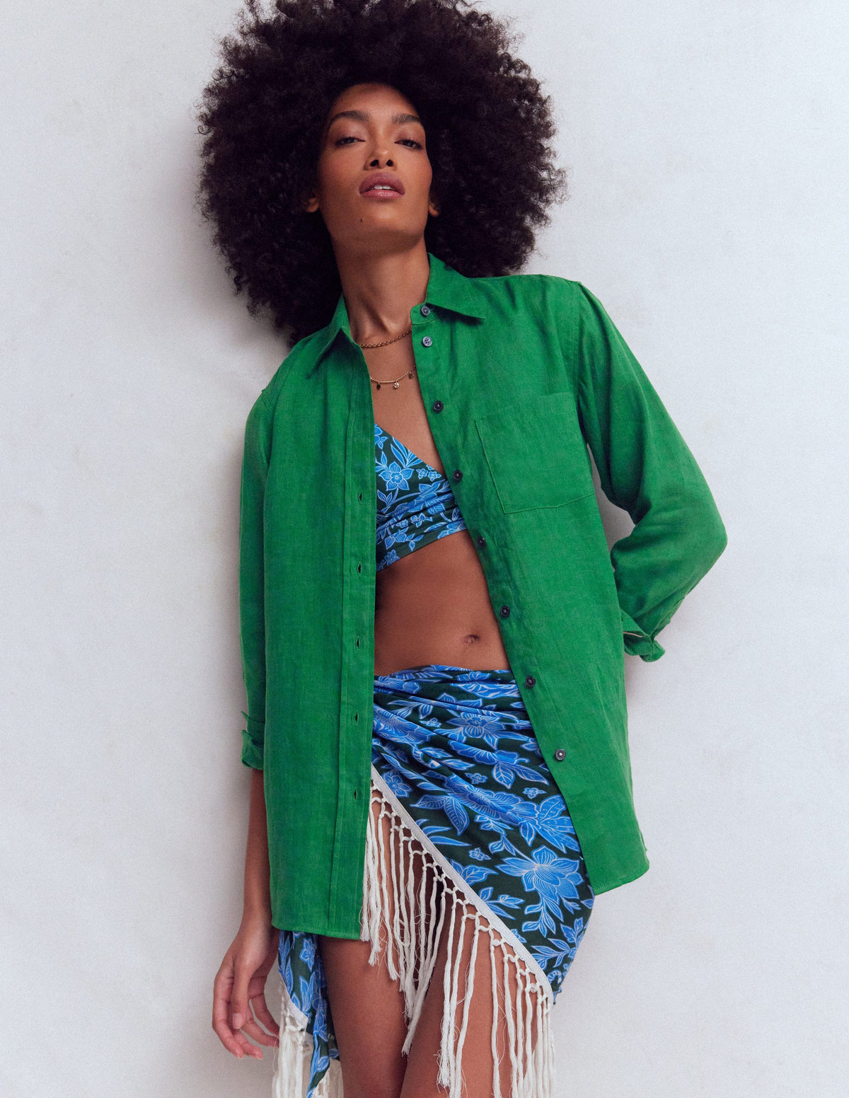 Sadie Relaxed Linen Shirt-Fresh Green - Image 1