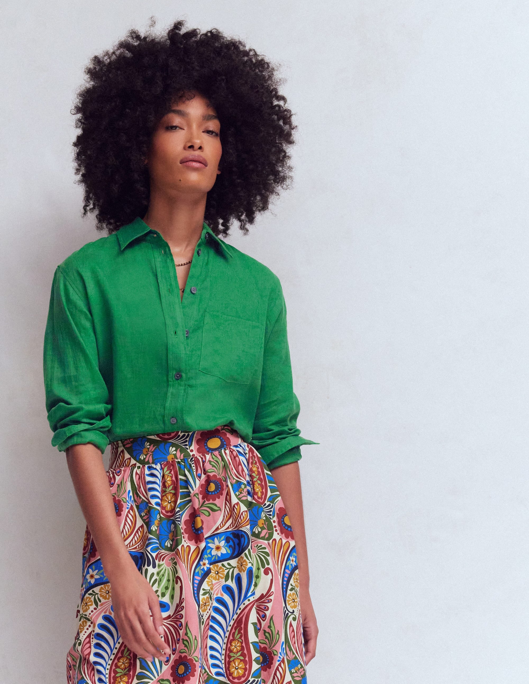 Sadie Relaxed Linen Shirt-Fresh Green - Image 3