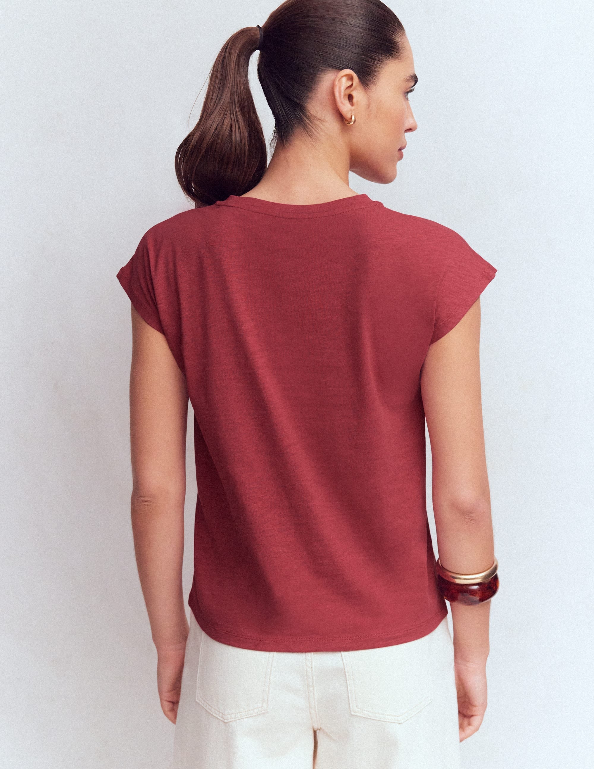 Louisa Slub T-Shirt-Earth Red - Image 3
