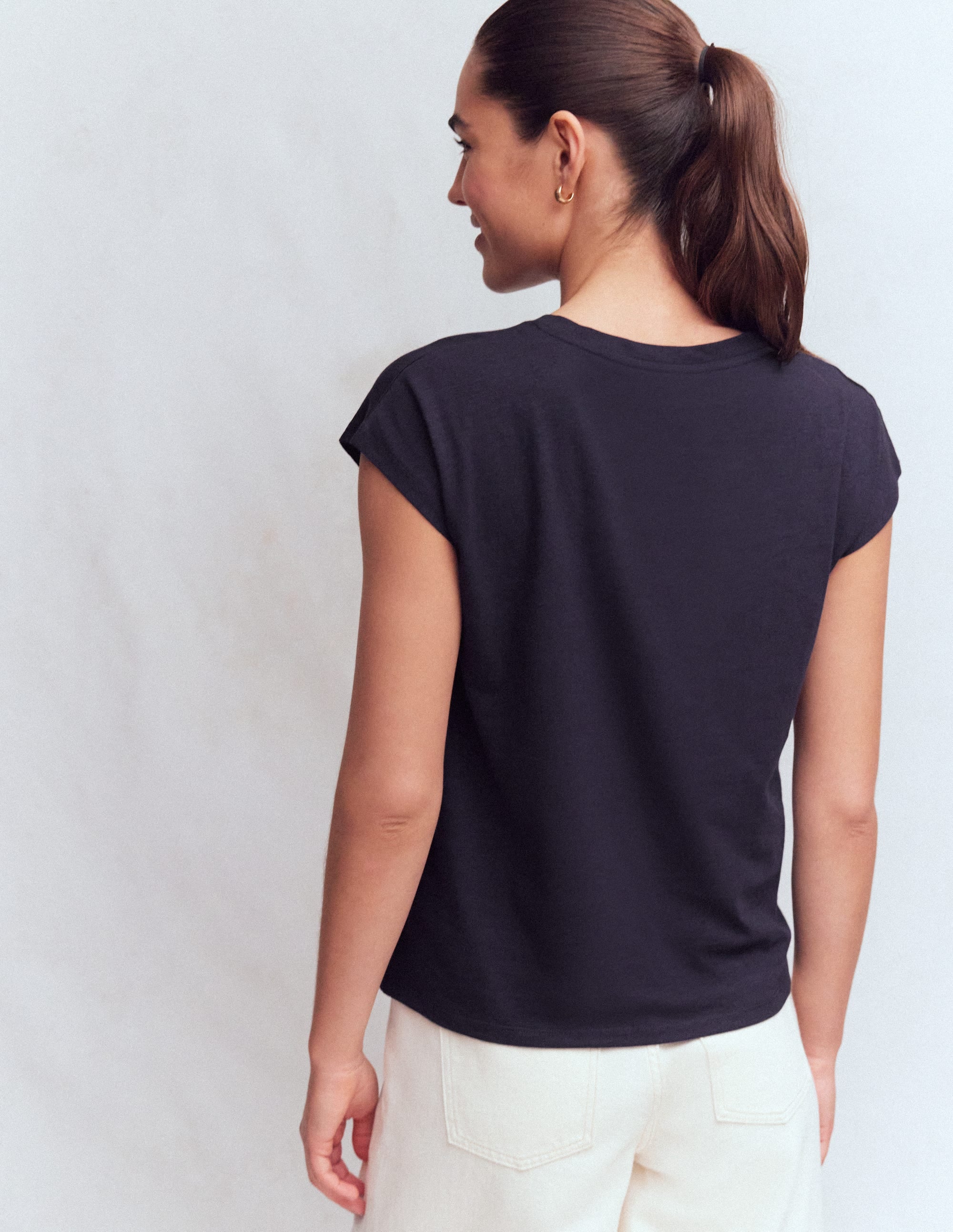 Louisa Slub T-Shirt-Navy - Image 3