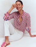 Effie Smocked Detail Shirt-Multi, Meadow Stamp Placement