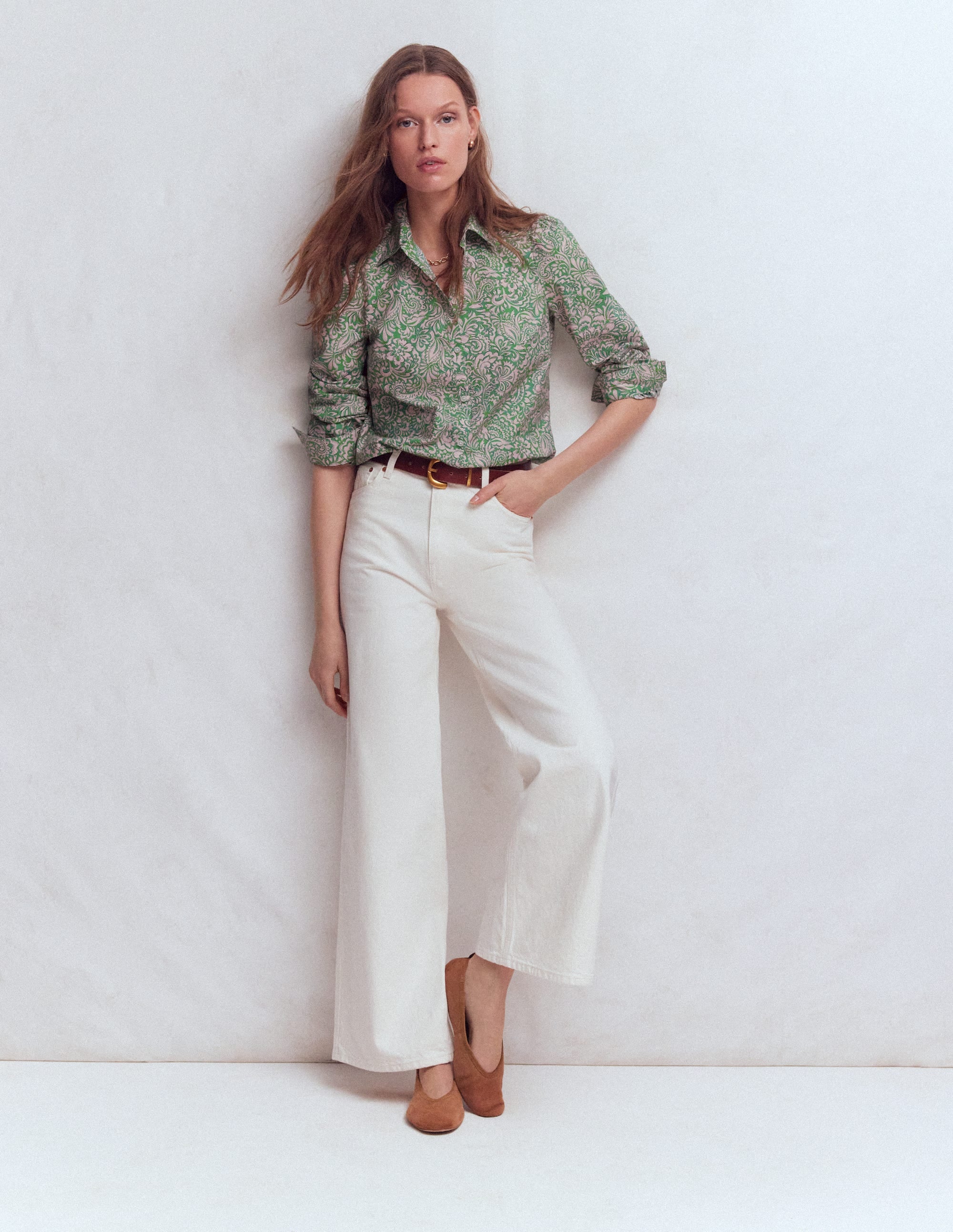 Cara Cotton Shirt-Aloe Green, Elaborate Gardenia - Image 4