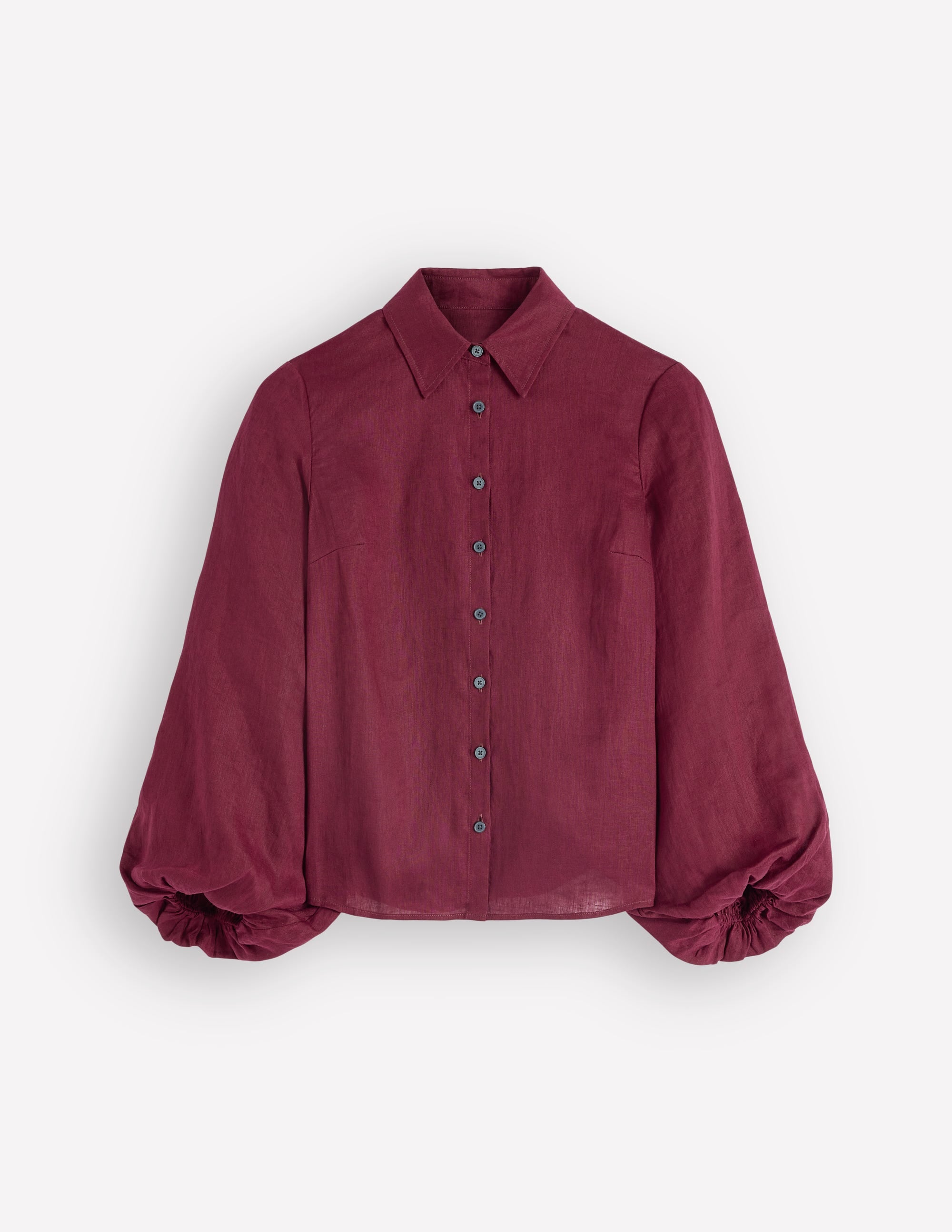 Puff Sleeve Linen Shirt-Deep Wisteria - Image 5